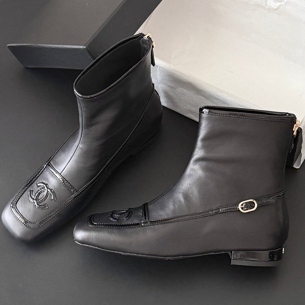 Chanel 2026 Square Toe Ankle Boots Leather 127908