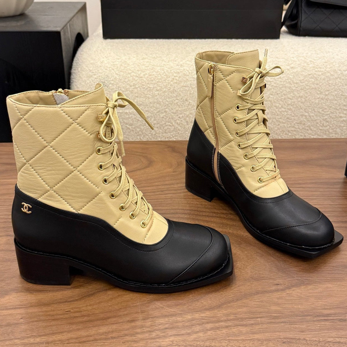 Chanel 2026 Square Toe Ankle Boots Leather 122444