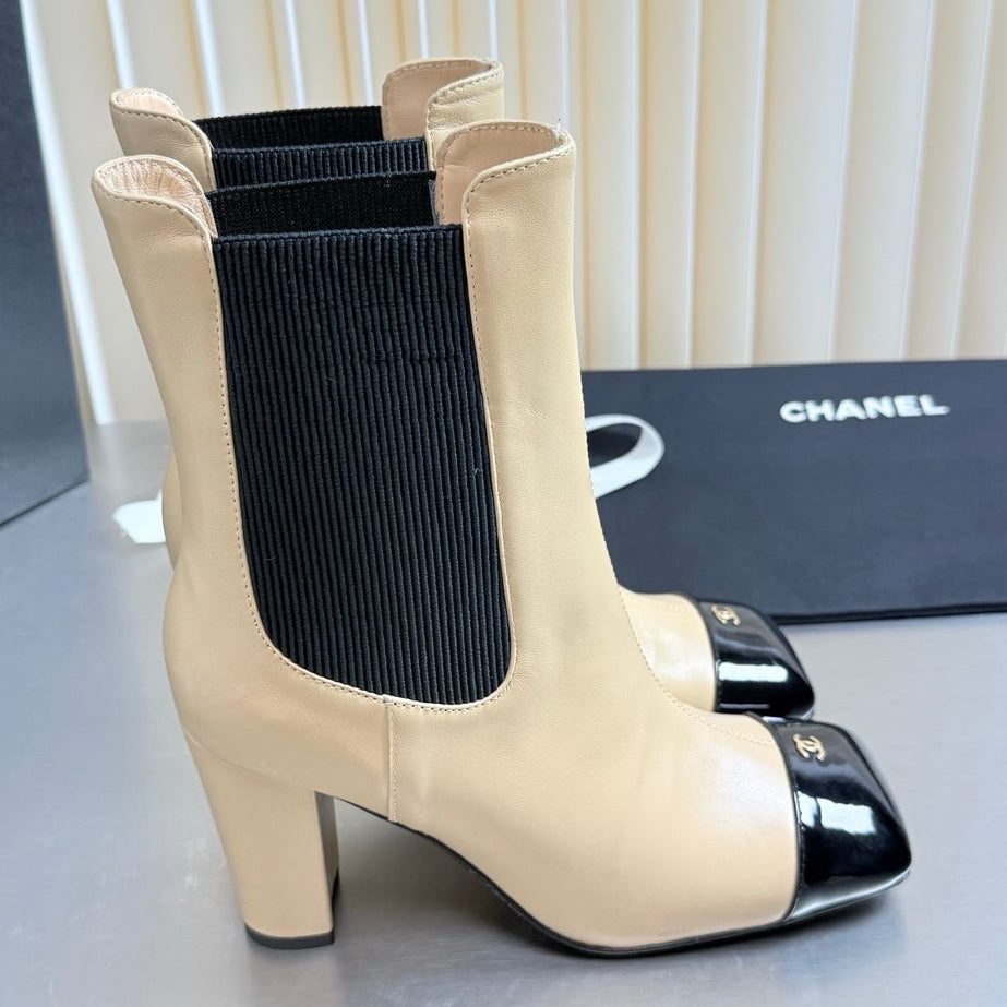 Chanel 2026 Double C Logo Ankle Boots Suede Leather 123400