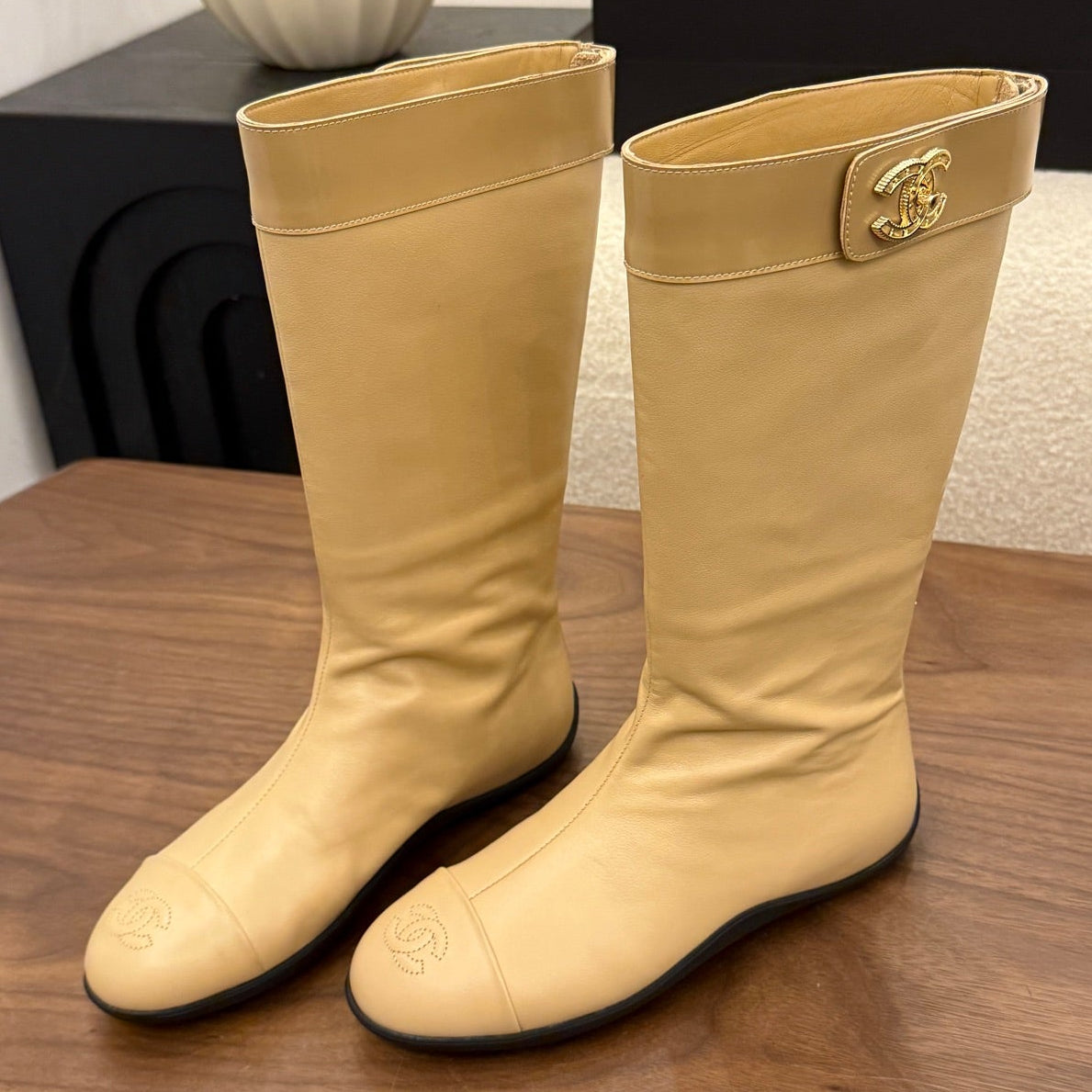 Chanel 2026 Calf-High Boots Cowhide 122656