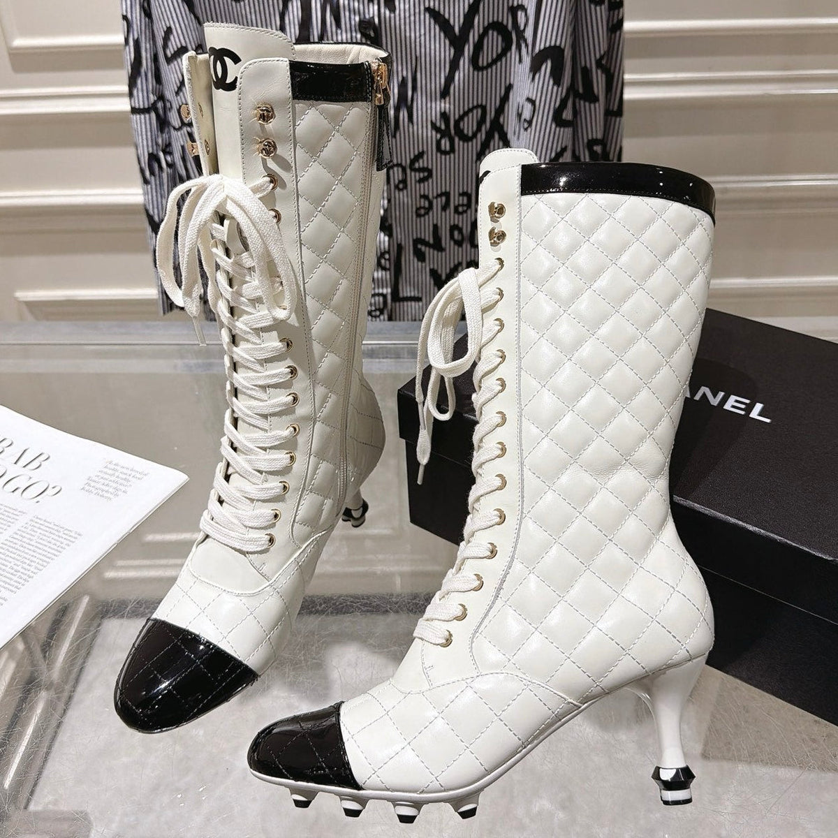 Chanel 2026 Quilted Knee-High Boots 70mm Leather 124280