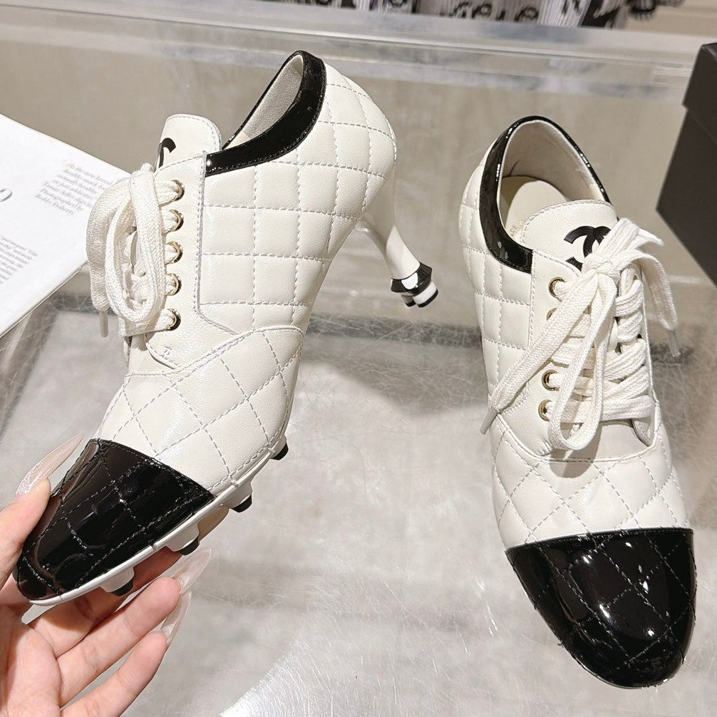 Chanel 2026 Quilted Lace-Up Pumps 70mm Leather 124286
