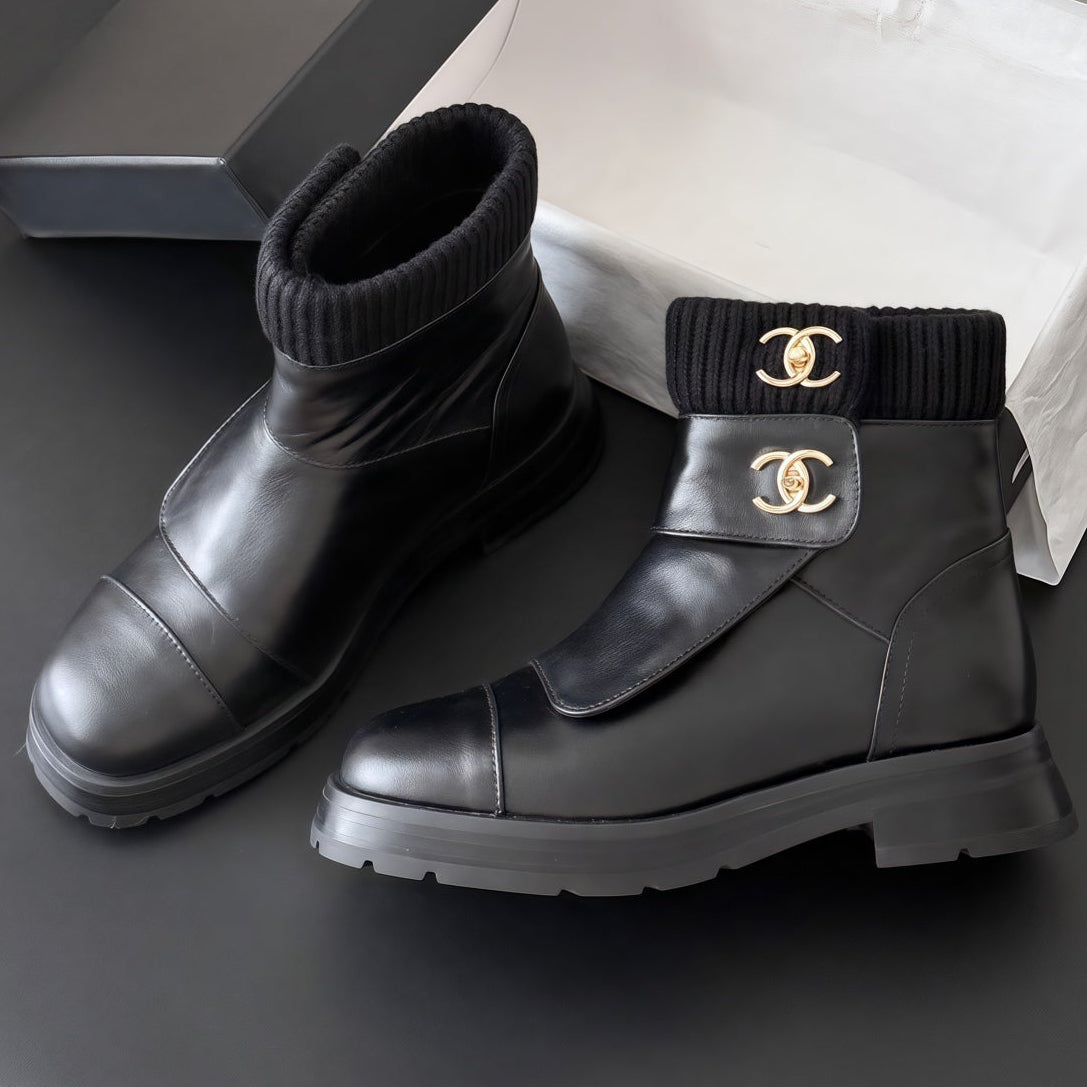 Chanel 2026 CC Logo Ankle Boots Suede Leather 127865