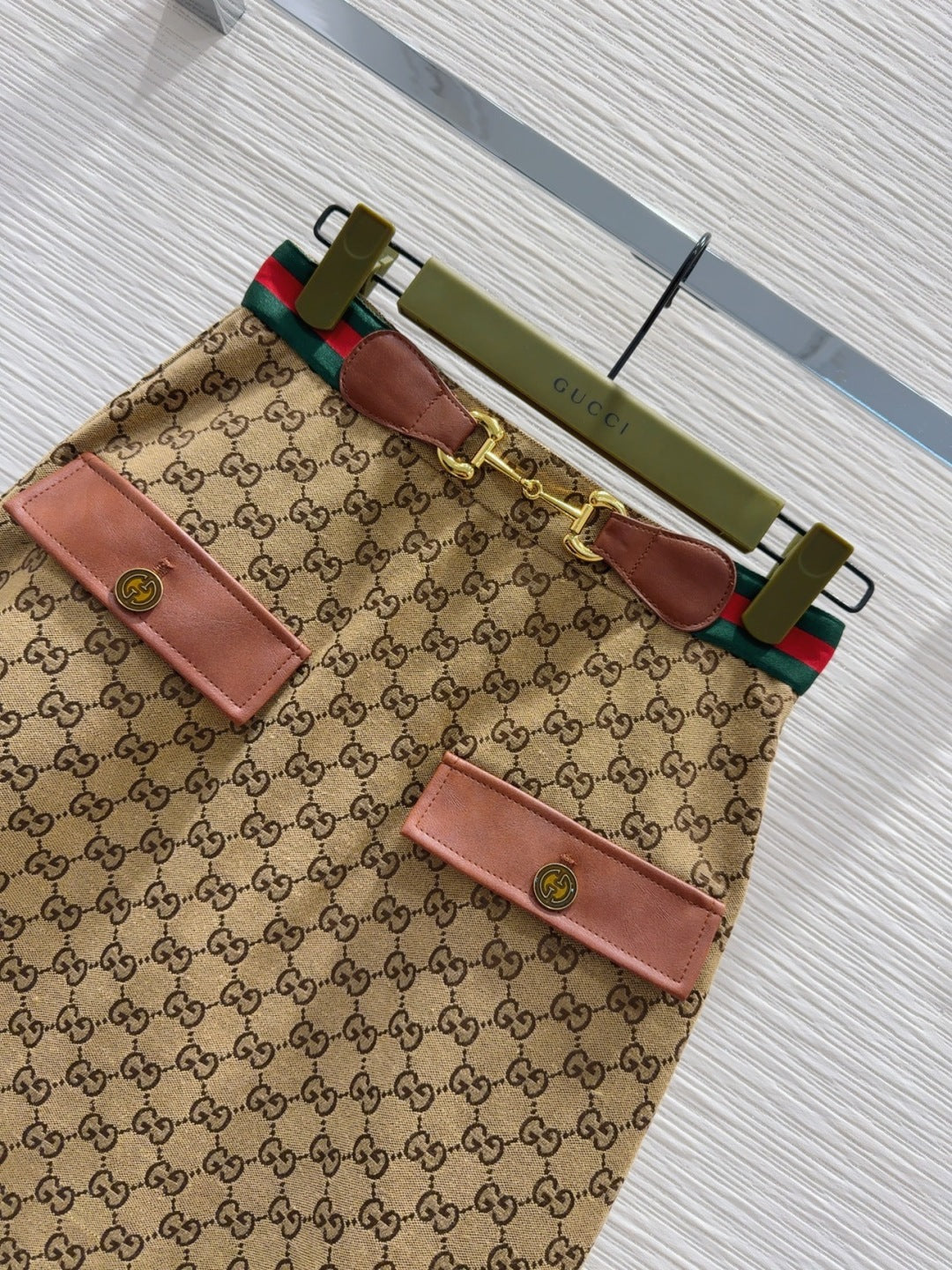 Gucci 2025 Long Skirt Camel and Ebony Polyester Fiber