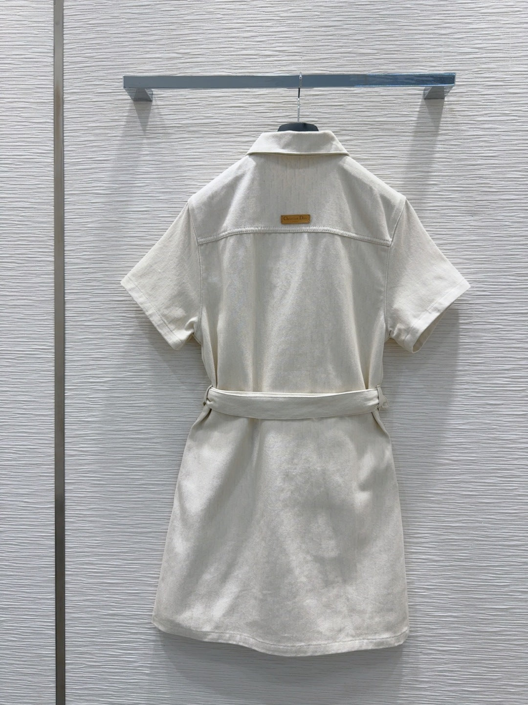 CD 2025 Short-sleeved Shirt Dress Light Beige Cotton