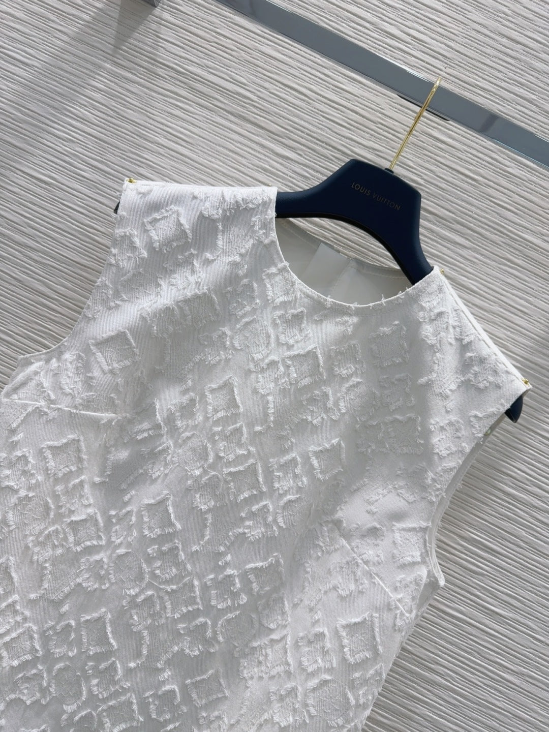 LV 25S Back Zipper Cute Vest  Dress White Cotton