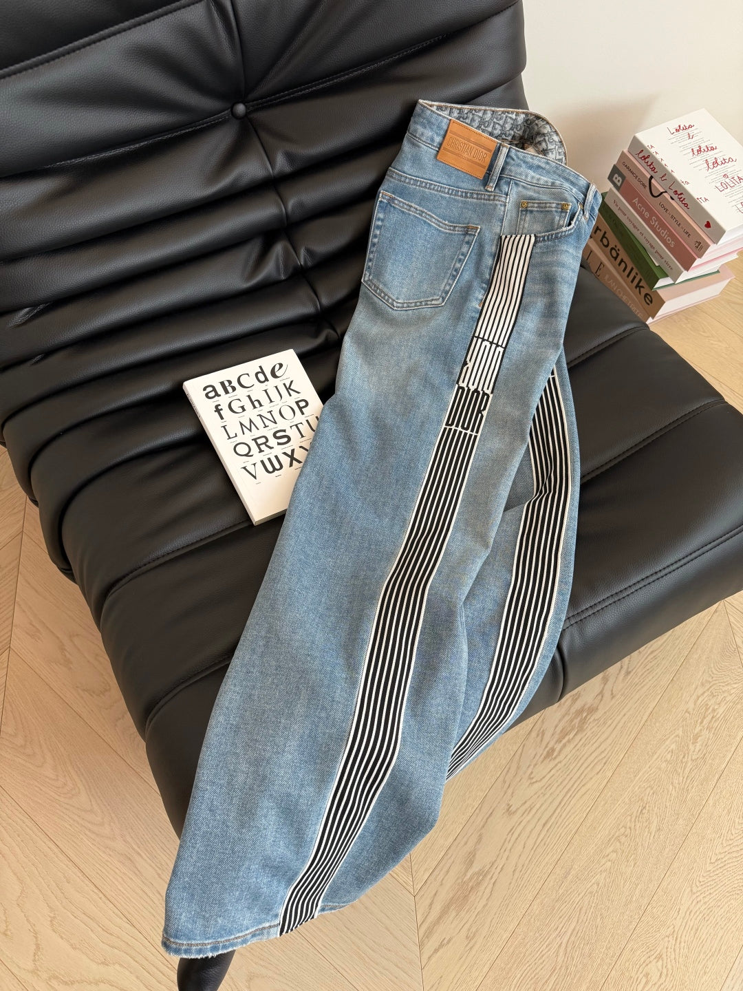 CD 25 Straight-leg Jeans With Double-sided Webbing Stitching Light blue Cotton