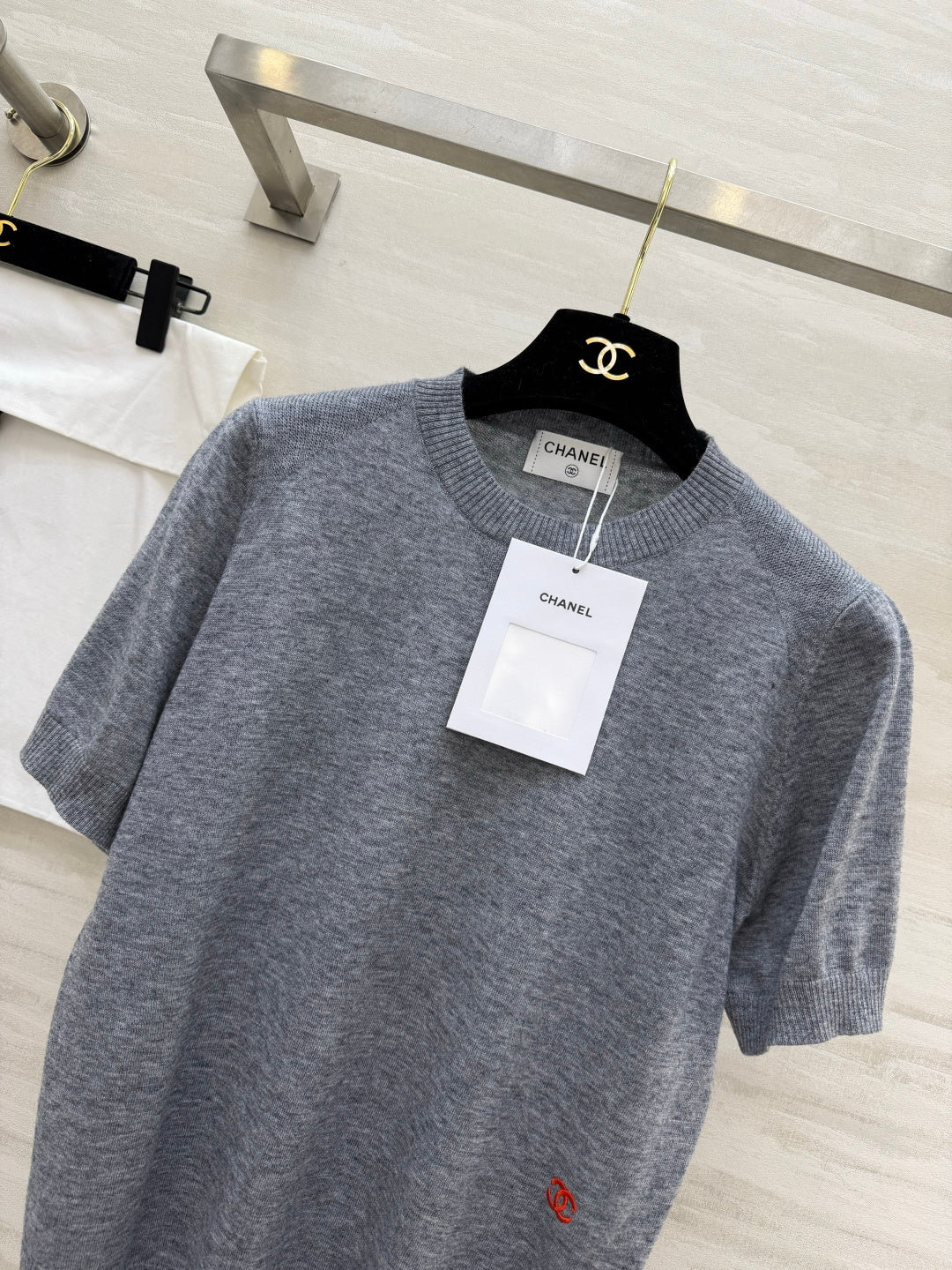 Chanel 2026 Knit Short-Sleeve Shirt Grey Wool 265009