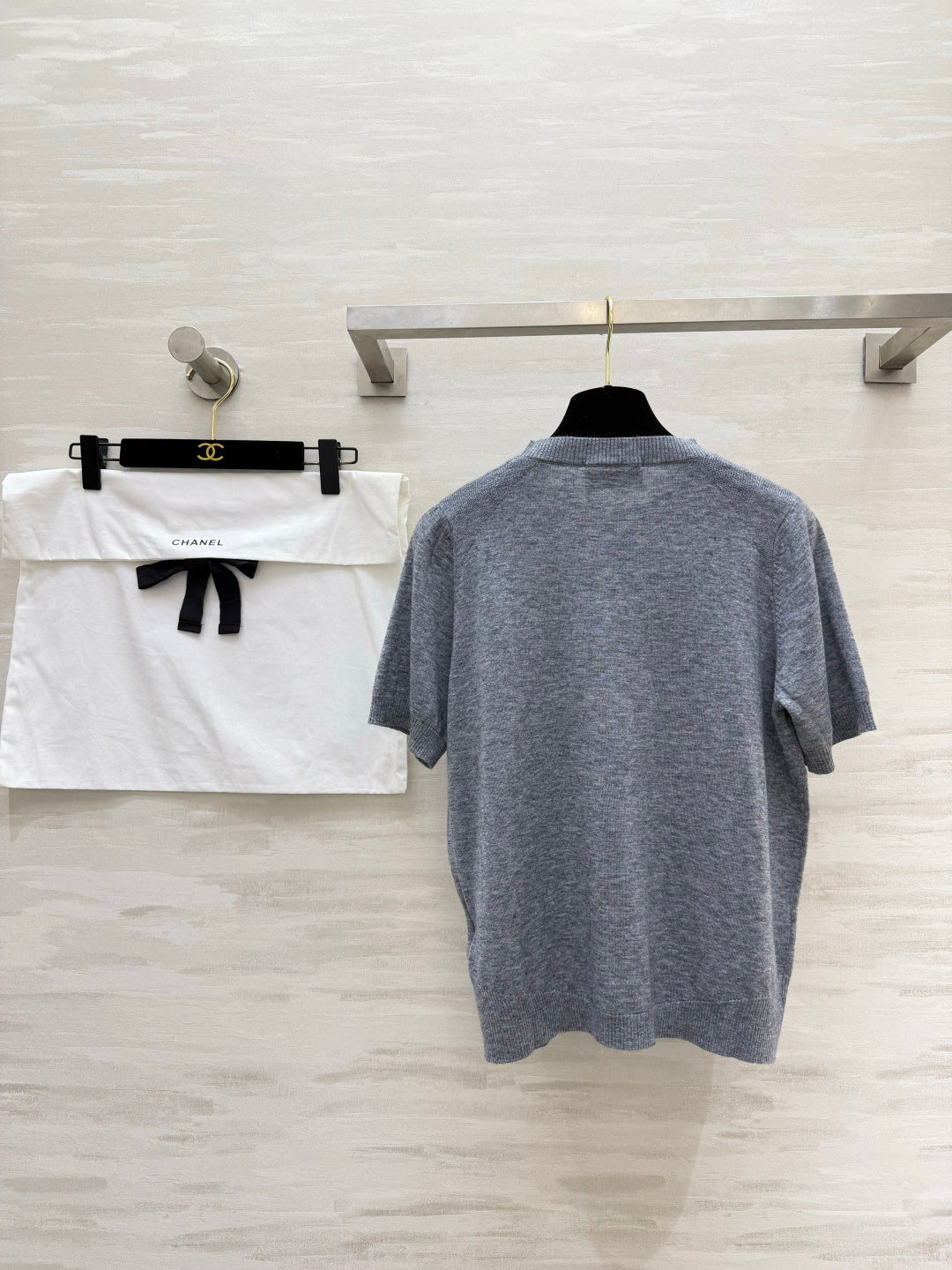 Chanel 2026 Knit Short-Sleeve Shirt Grey Wool 265009
