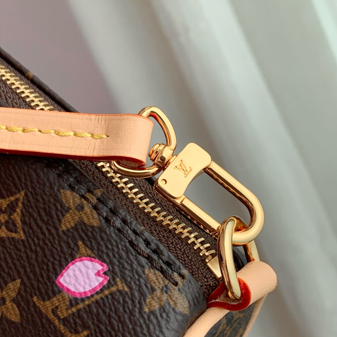LV x TM Papillon 27cm Sakura Brown Cherry Blossom Monogram Canvas