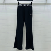 Chanel 2026 Webbing Letter Flared Pants Black Polyamide Rayon 376052