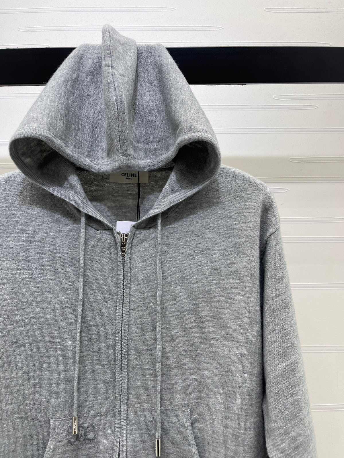 Celine 2026 Zip-Up Hoodie Grey Wool 430311