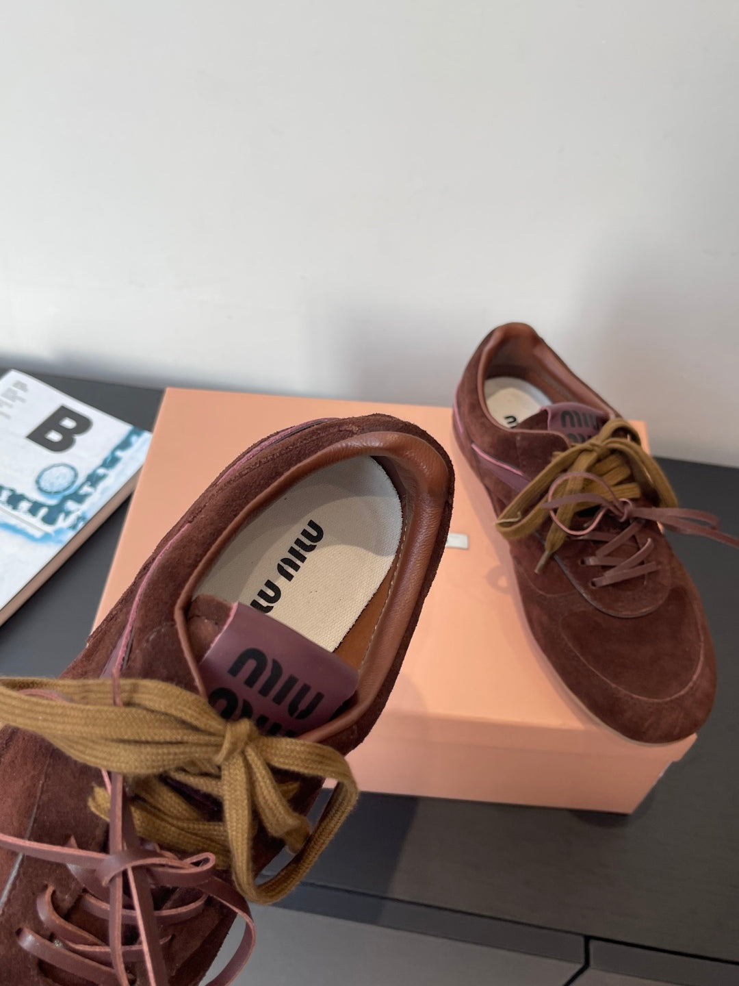 MiuMiu 25 sneaker dark brown suede  521963