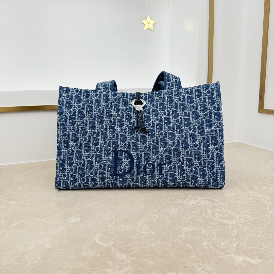 Dior 2026 Spongy Book Tote Bag Blue Canvas
