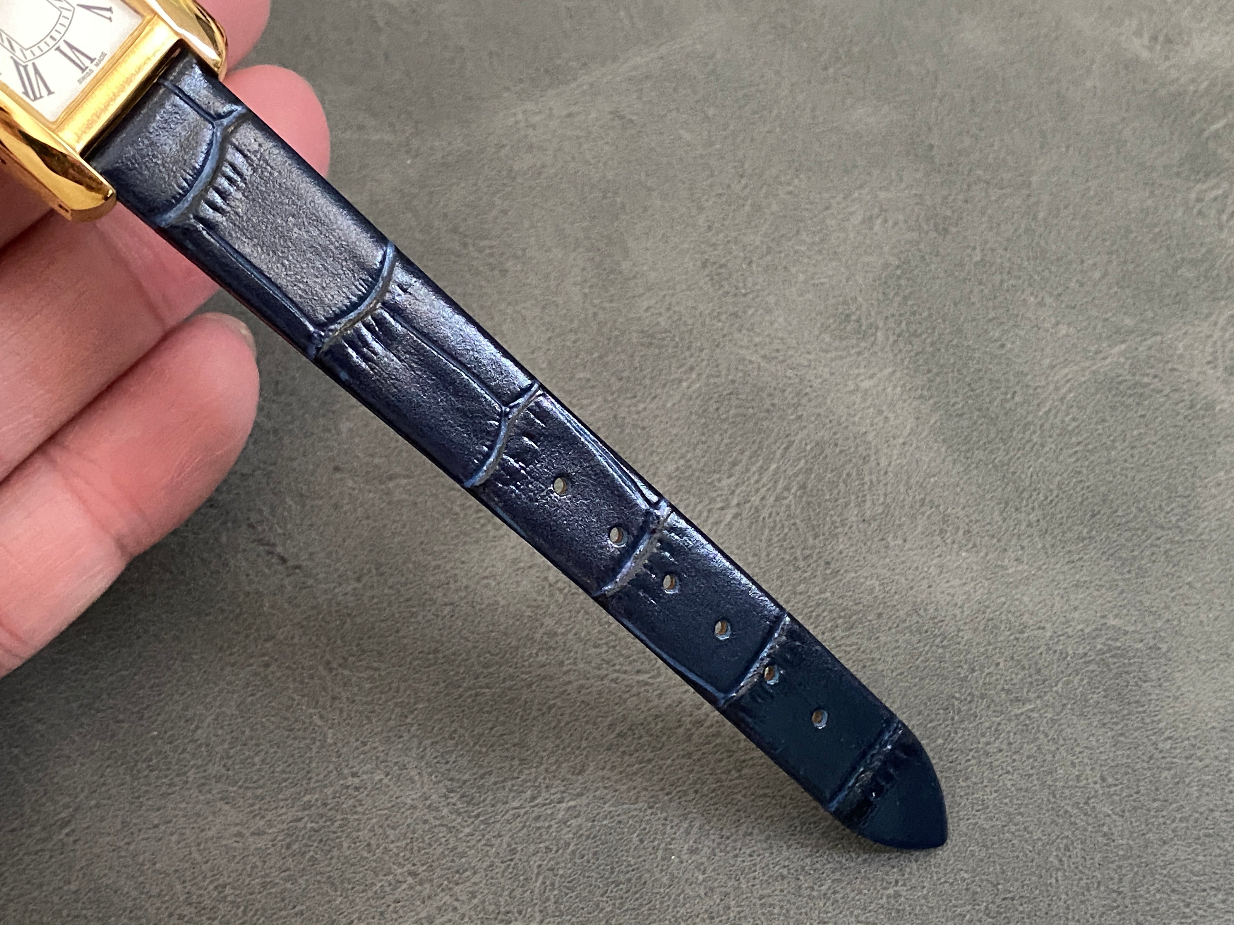 Tank Americane 20mm Gold Case Black Leather Strap