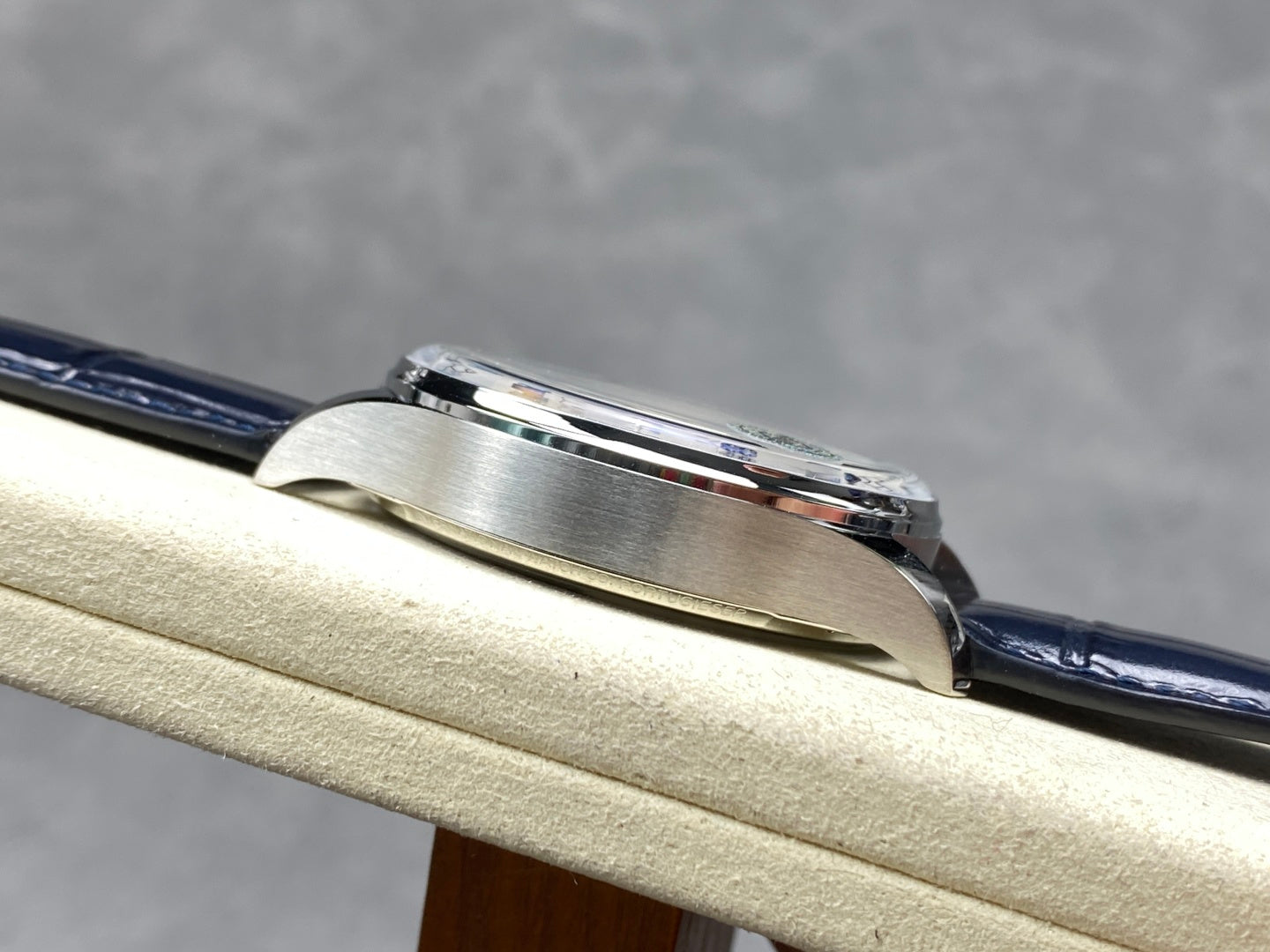 IWC Portuguese 42.4mm Cream Dial Steel Case Navy Blue Crocodile Leather Strap