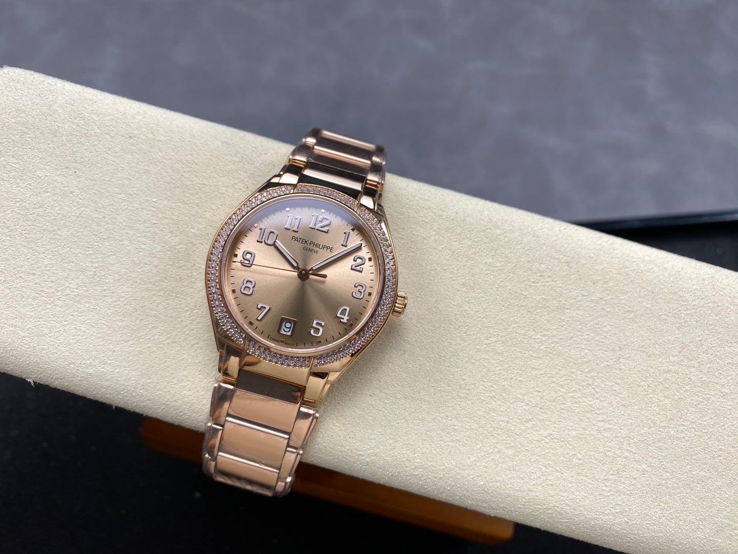 PATEK Twenty-Four 36mm Diamond Pink Gold Champagne Dial