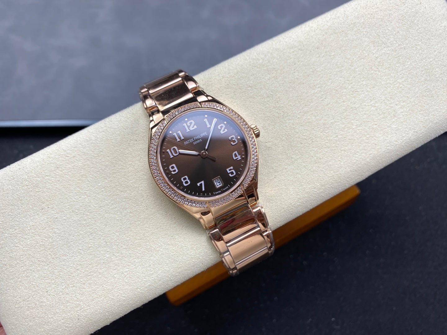PATEK Twenty-Four 36mm Diamond Pink Gold Chocolate Dial