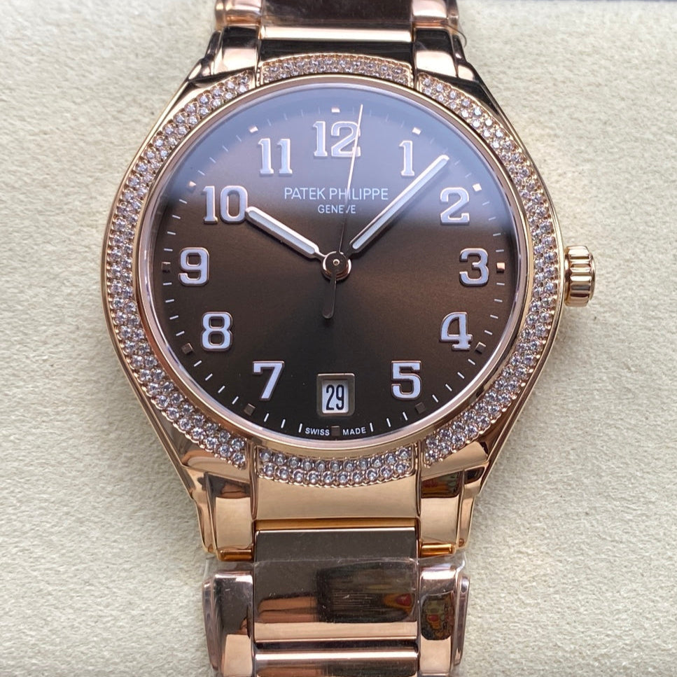 PATEK Twenty-Four 36mm Diamond Pink Gold Chocolate Dial
