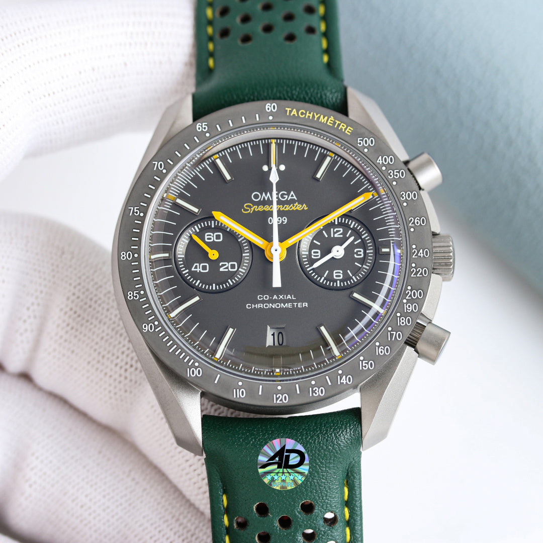 Omega Speedmaster Grey Side of the Moon 44.25mm Green Leather Strap