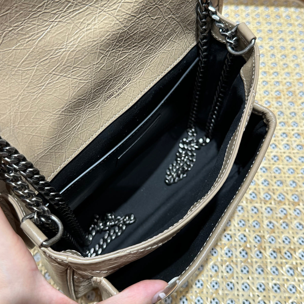 YSL Niki Baby Bag Beige Calfskin 338878