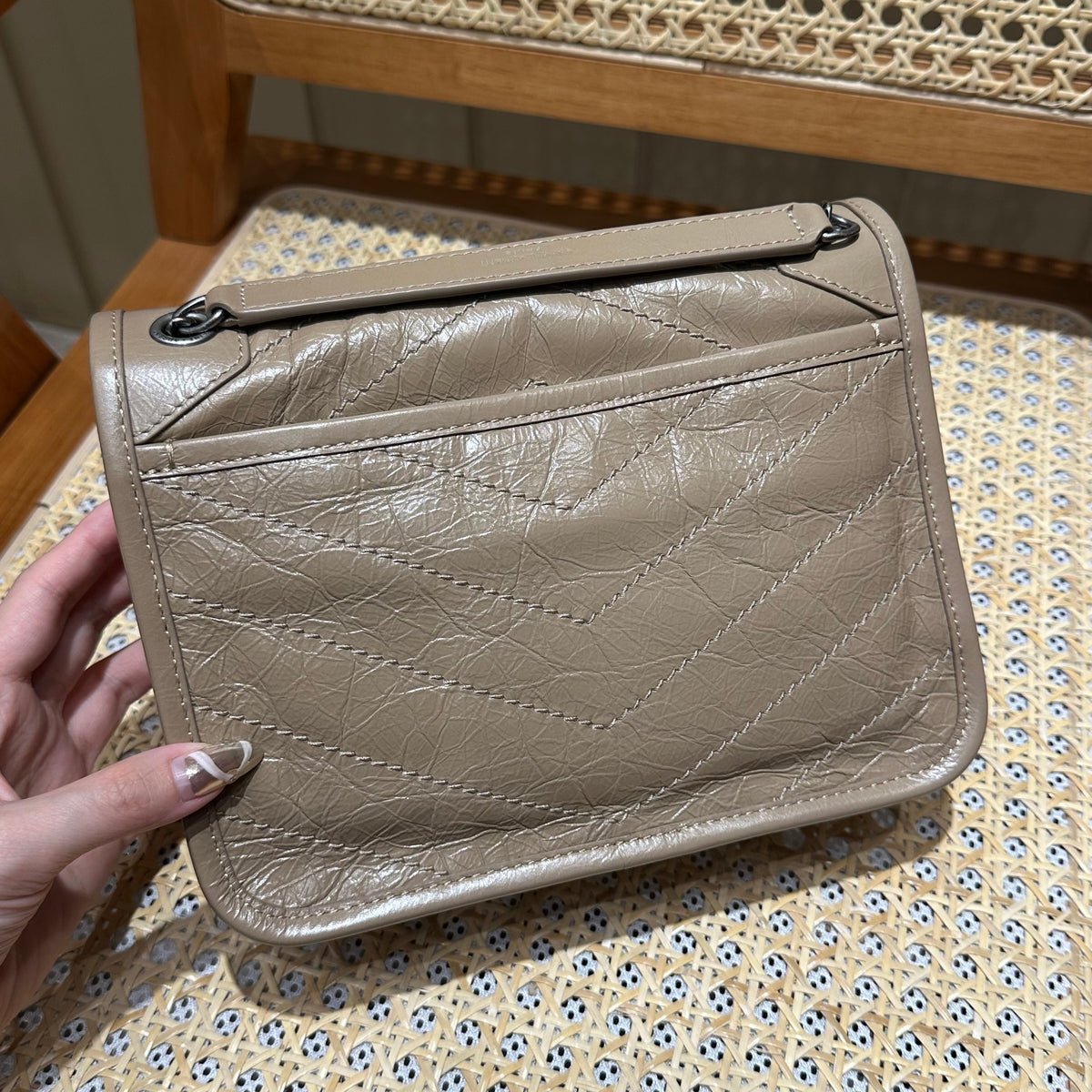 YSL Niki Baby Bag Beige Calfskin 338878