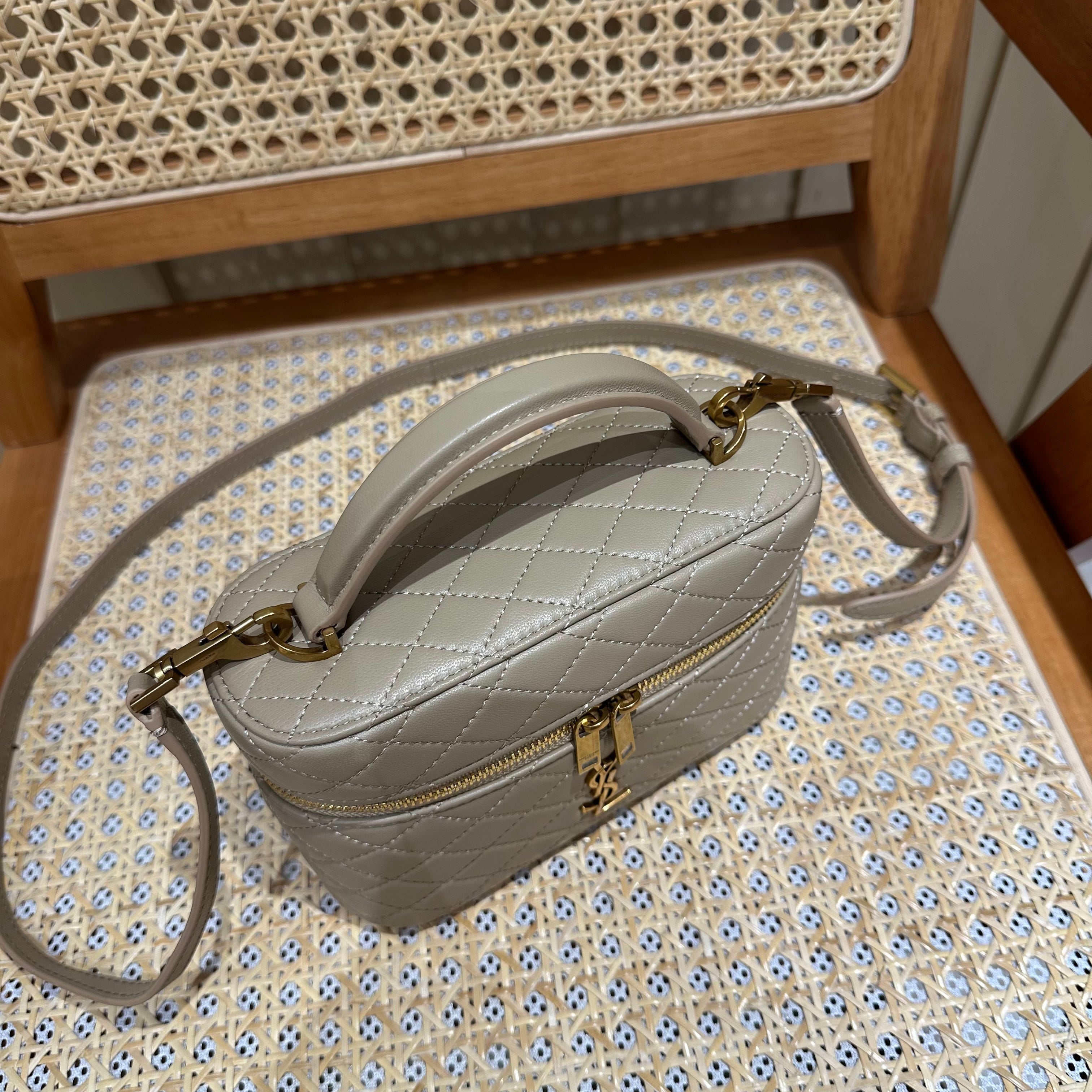 YSL Gaby Vanity Bag 18 Neutral Beige Quilted Calfskin