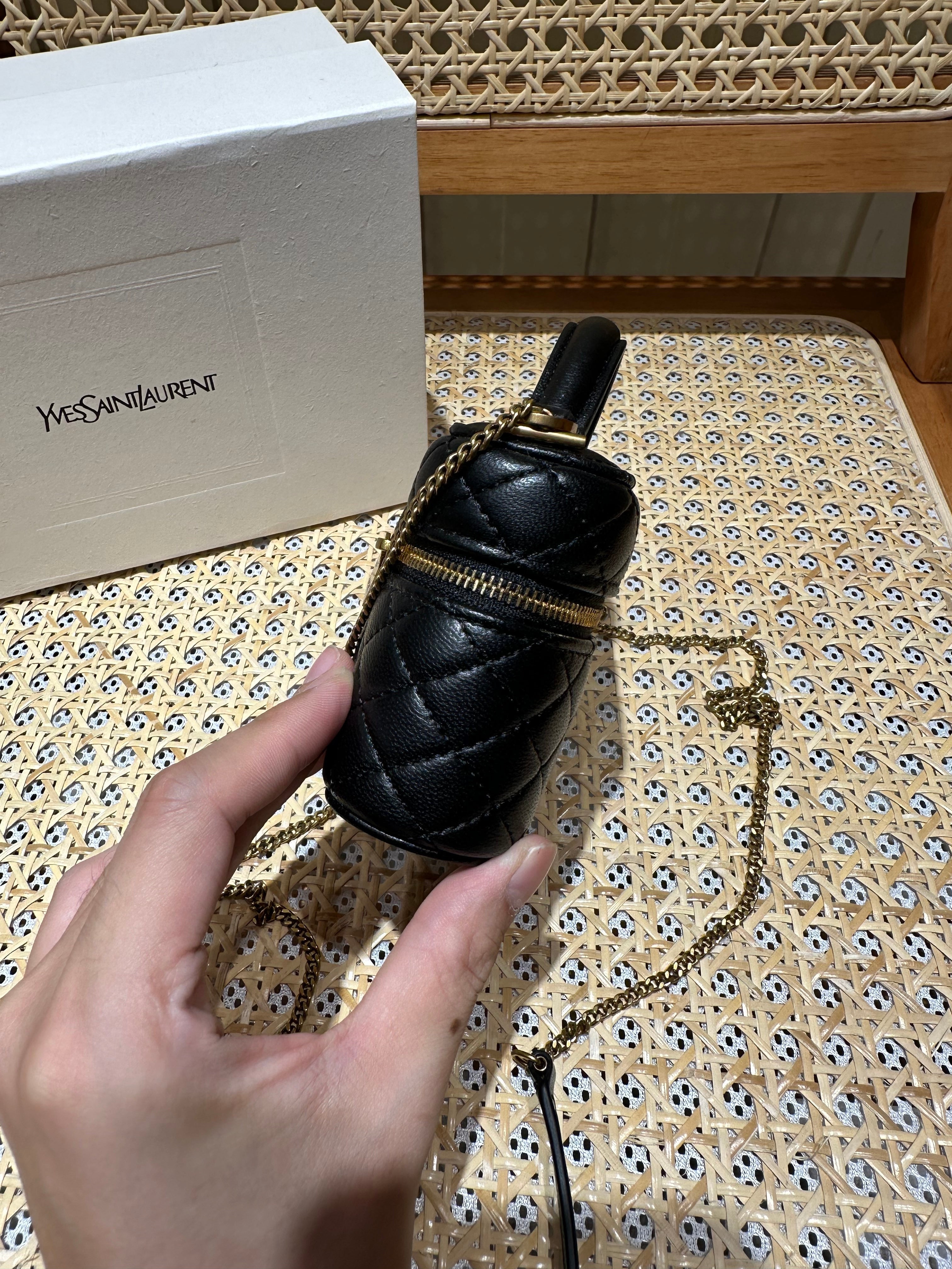 YSL Mini Vanity 12 Black Quilted Calfskin
