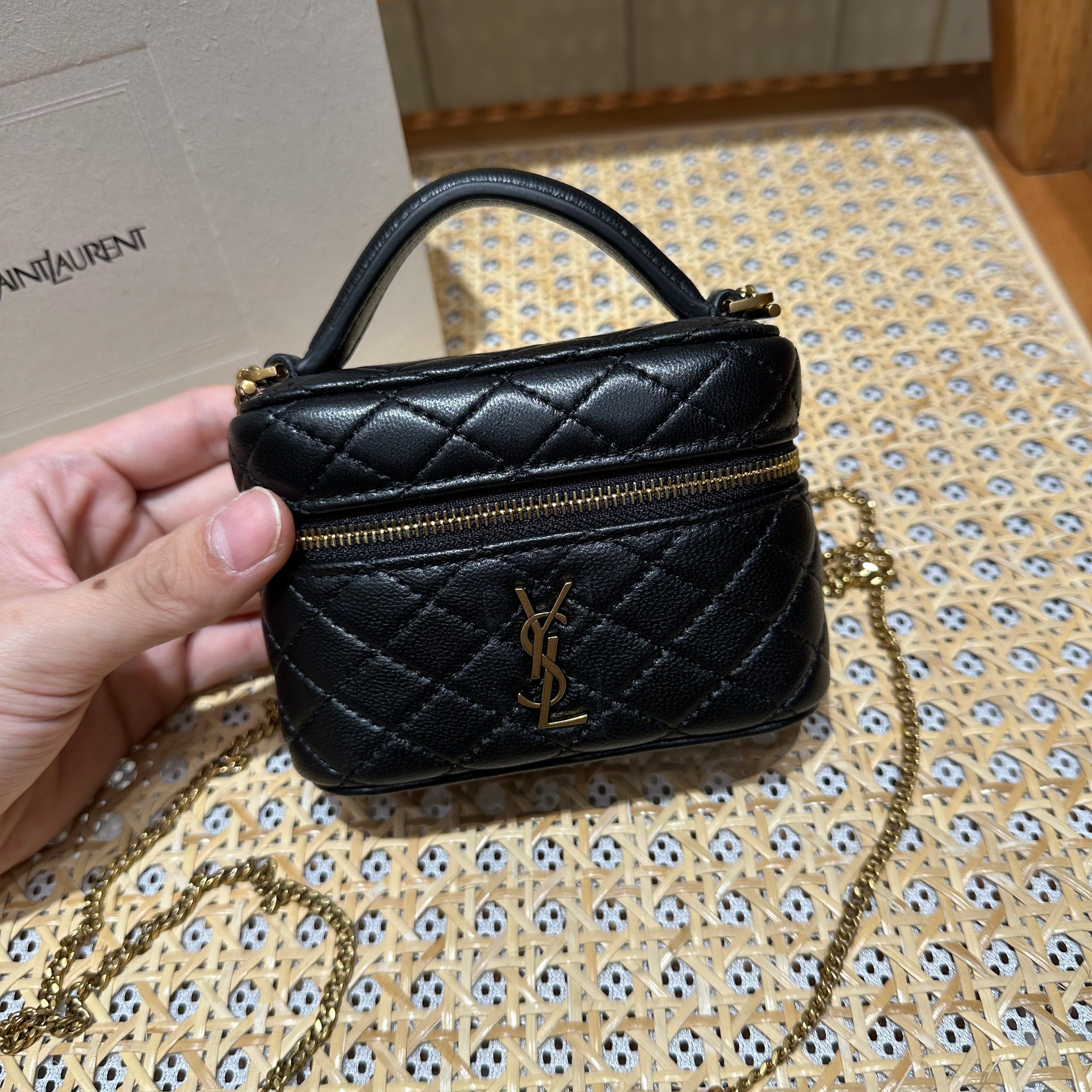 YSL Mini Vanity 12 Black Quilted Calfskin