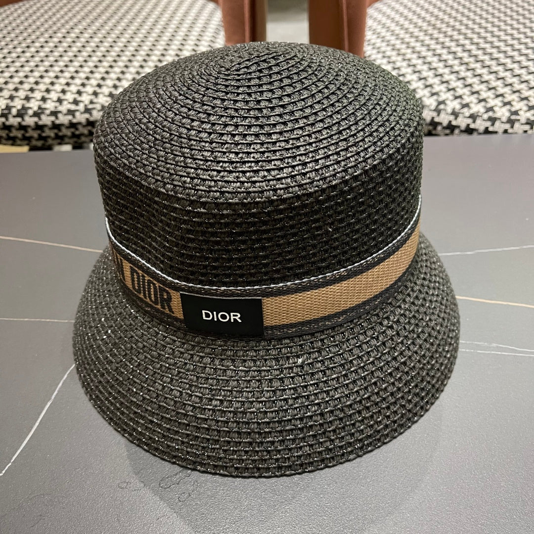 Dior D-Bobby Small Brim Straw Bucket Hat 491805