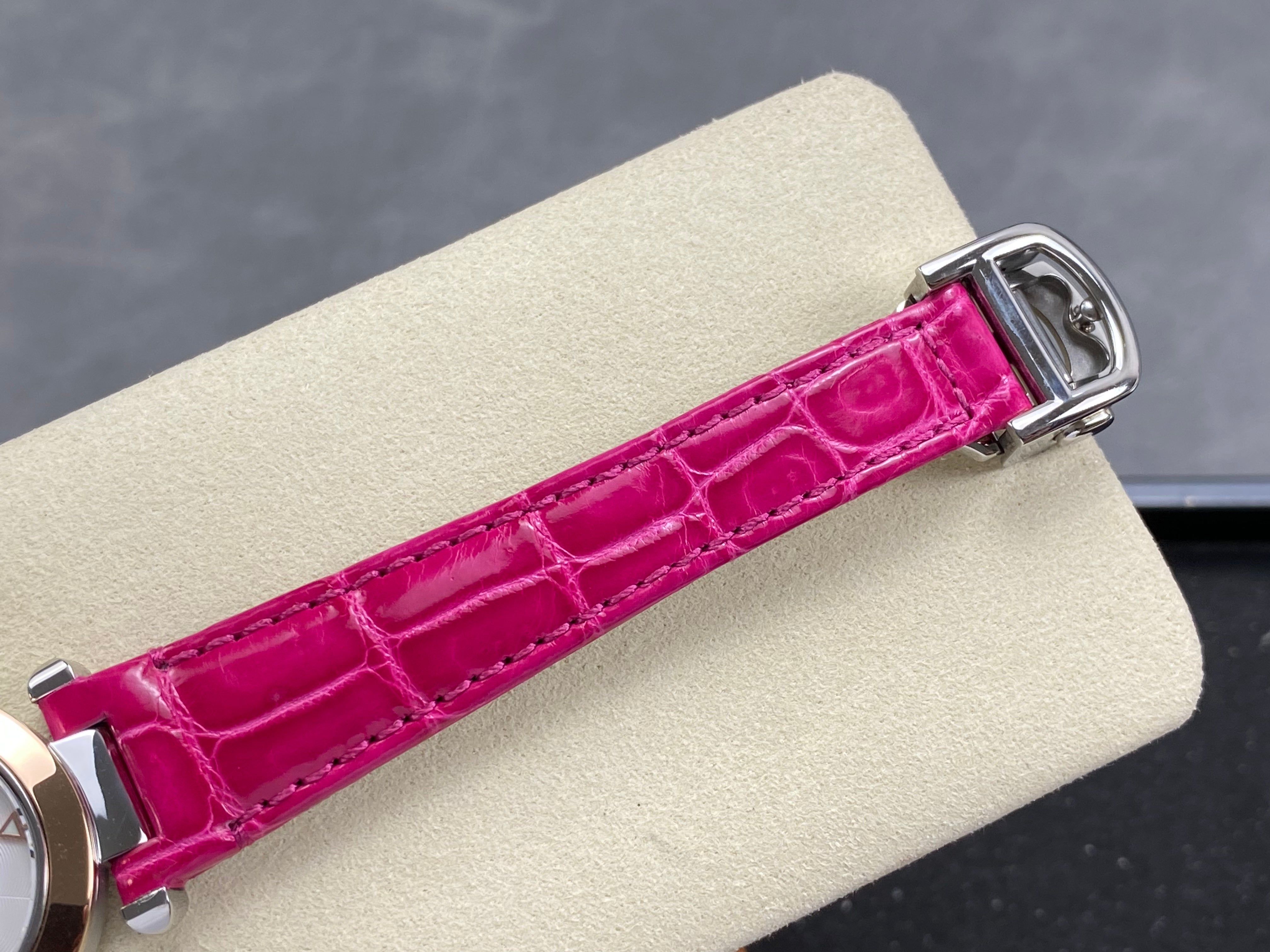 Cartier Pasha 30mm White Dial Pink Gold Case Crocodile Leather