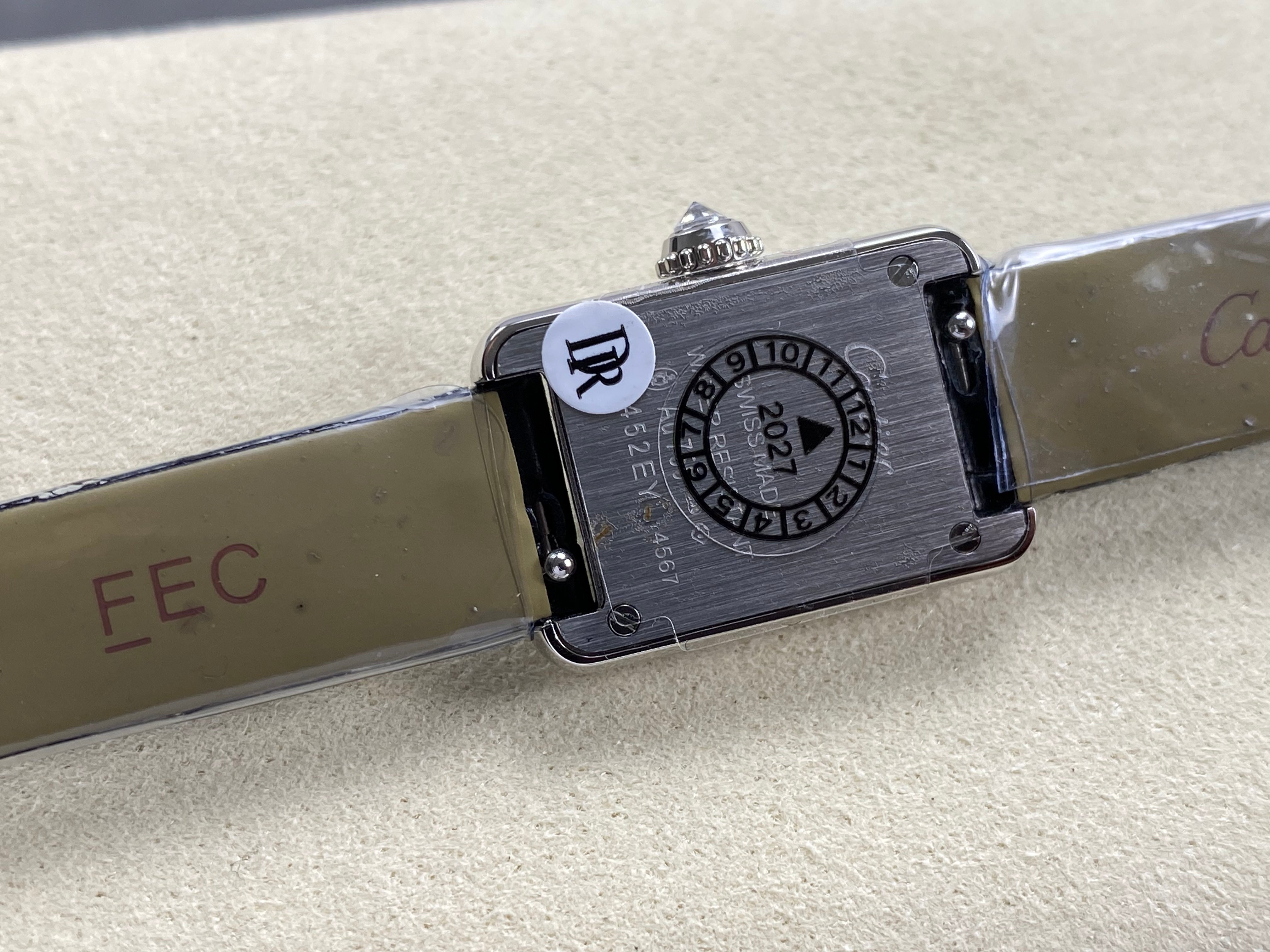 Cartier Tank 24mm White Dial Sliver Case Diamond Bezel Crocodile Leather