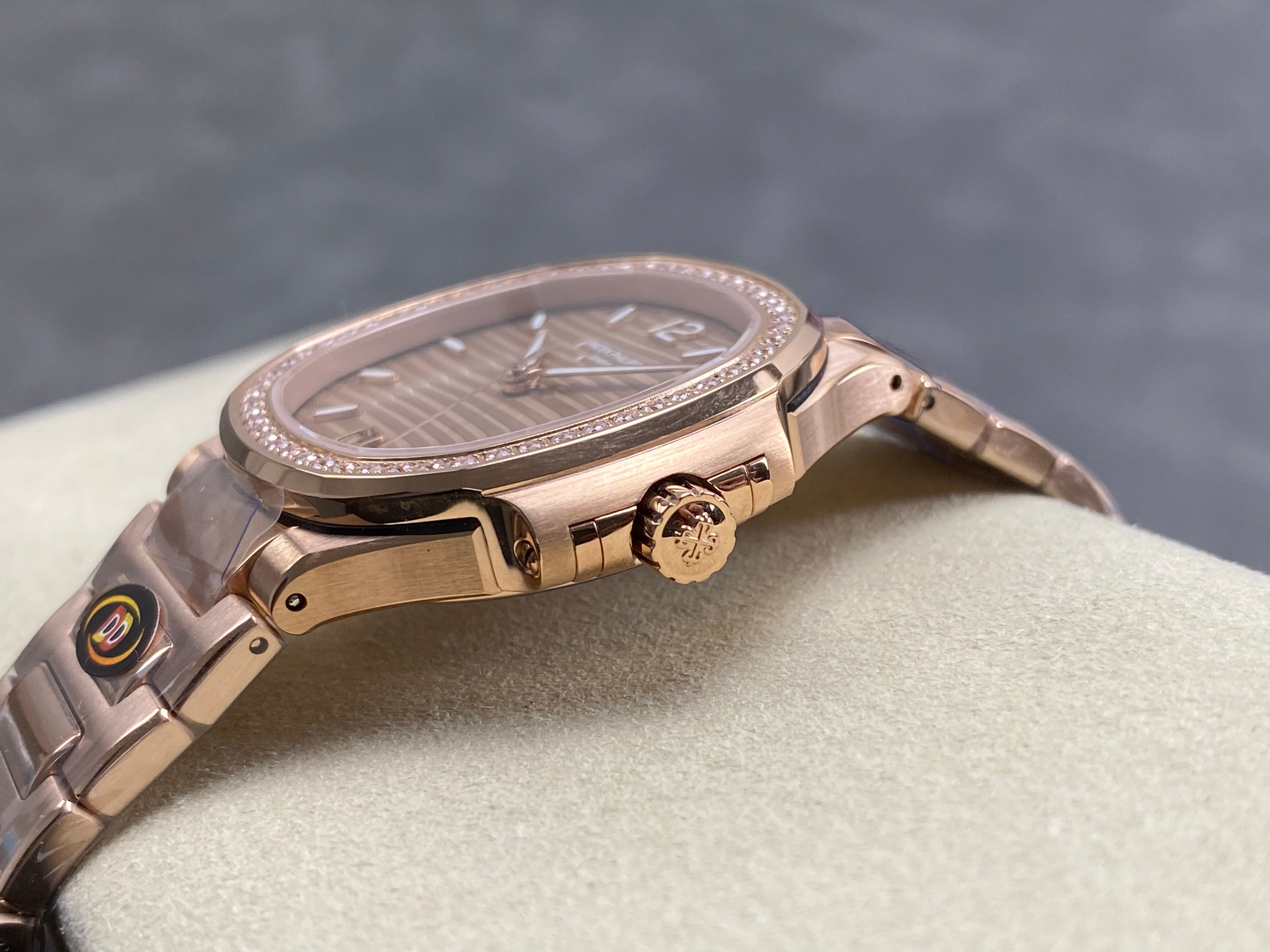 Patek Philippe Nautilus 34mm Pink Gold Case Diamond Bezel