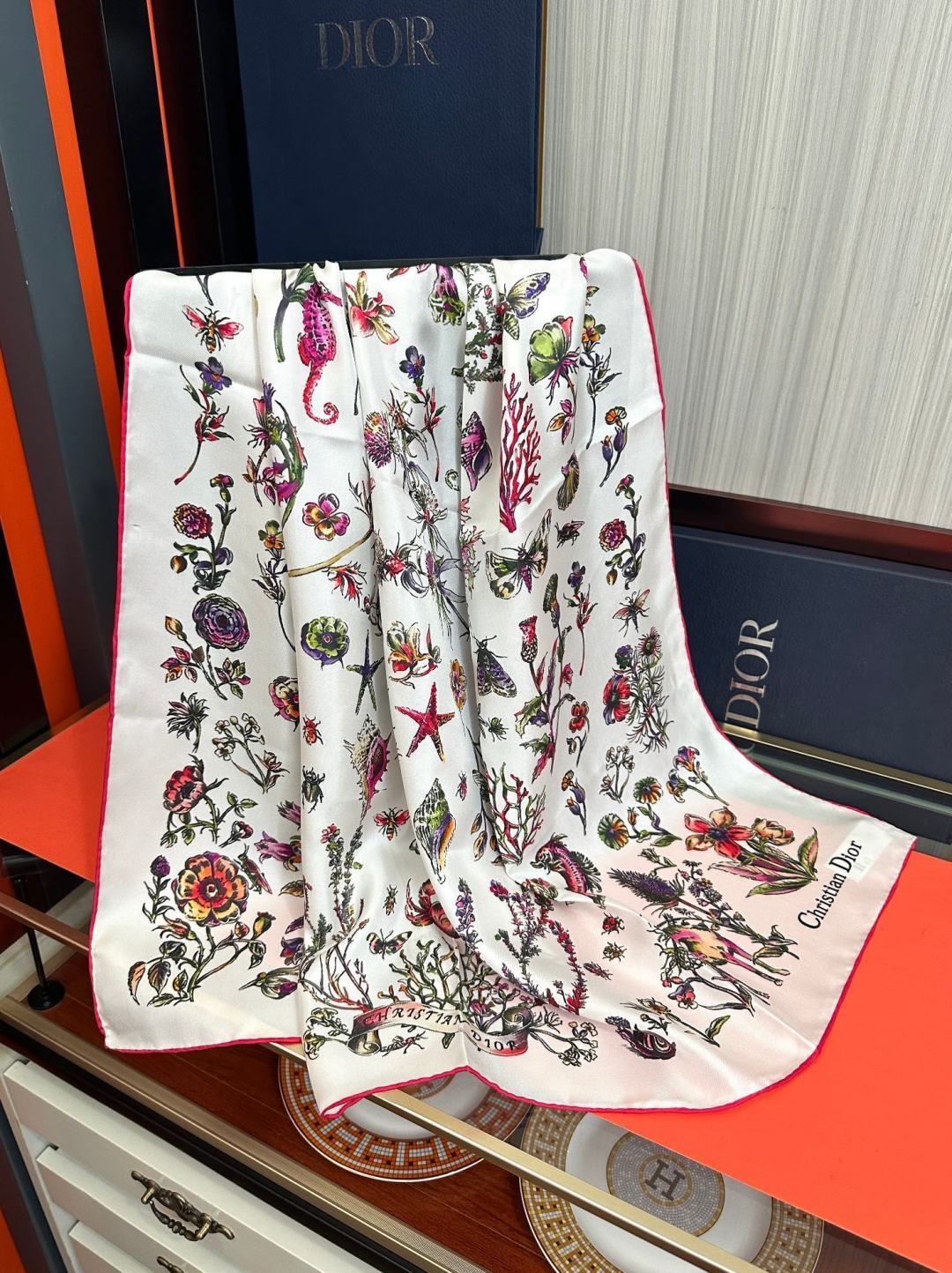 Dior 2026 Camo Papillon Scarf 90cm Colorful Silk 214990