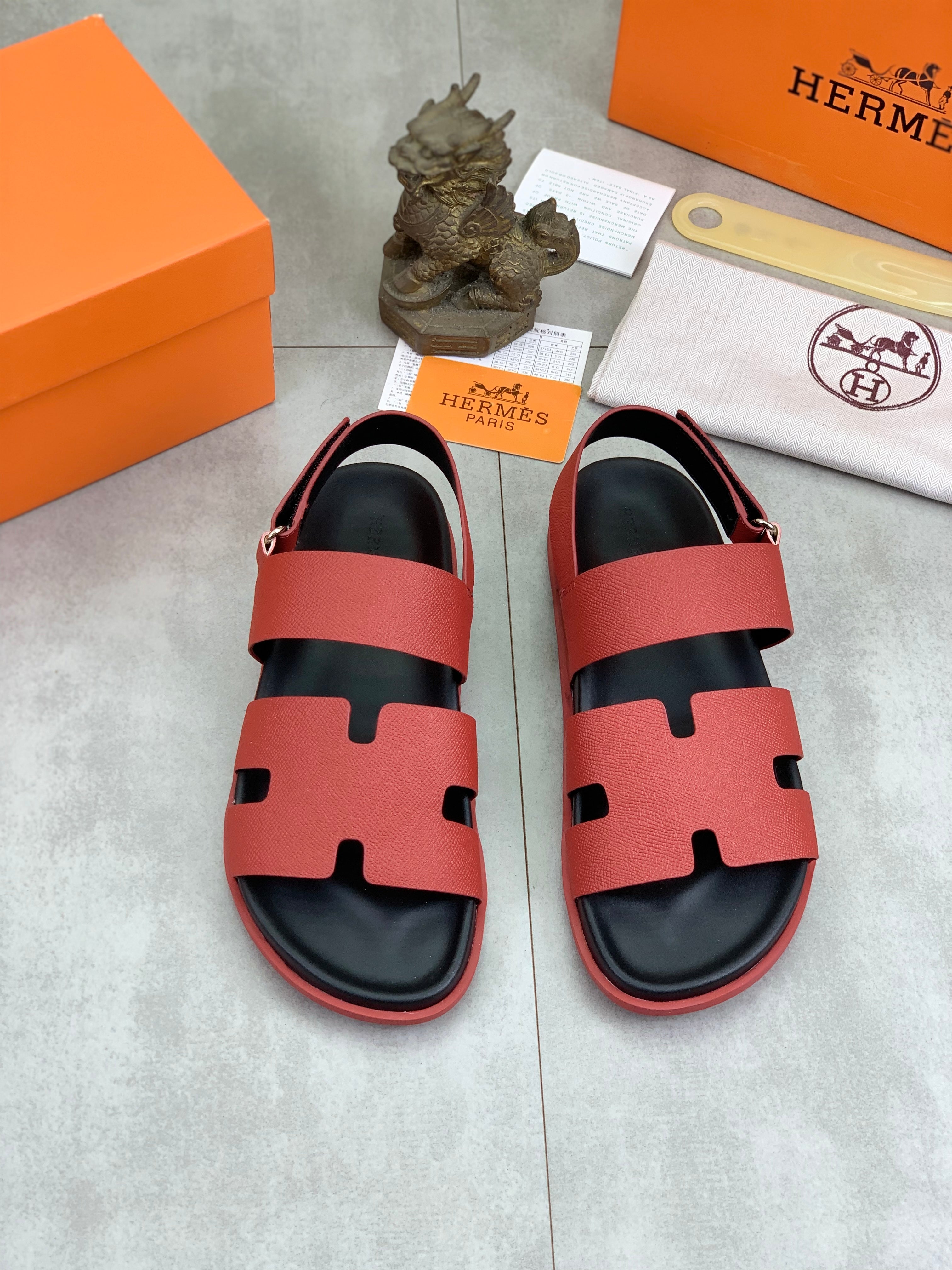 HM Men's Chypre Sandals Red Calfskin 645501