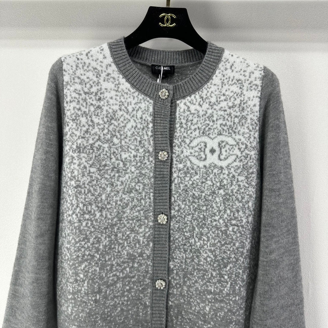 Chanel 2025 Knitted Cardigan Gray Wool 329294