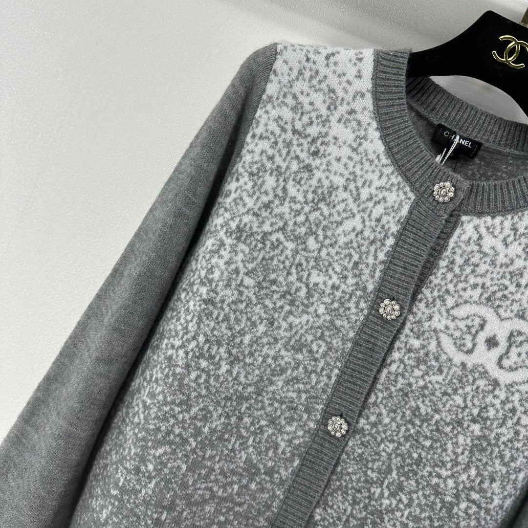 Chanel 2025 Knitted Cardigan Gray Wool 329294