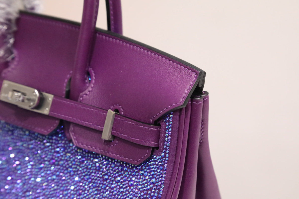 High-end Hermes 2026 Rhinestone-encrusted Birkin 30cm Purple Cowhide