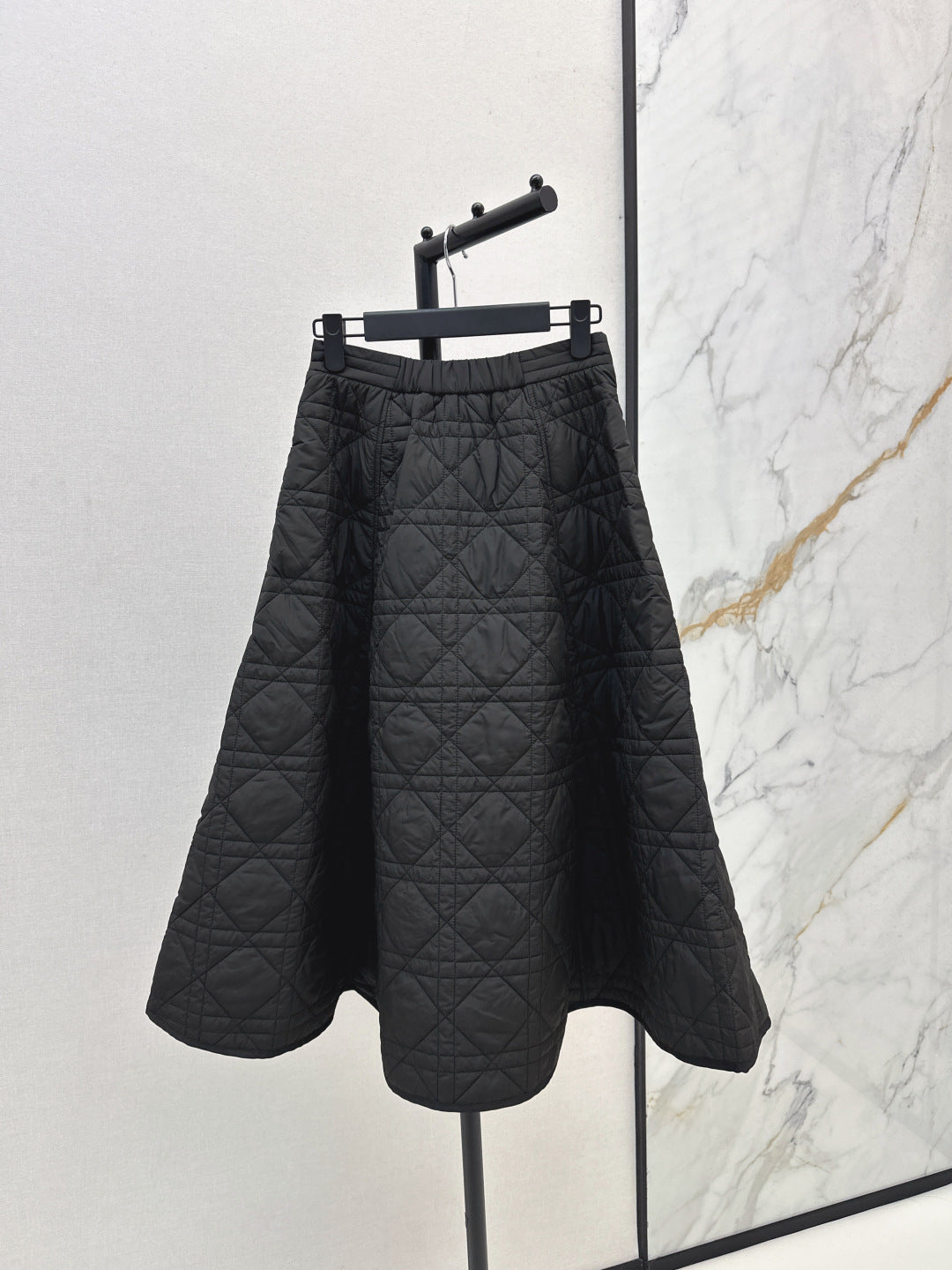CD 25 Plaid Quilted Lapel Set Black Cotton