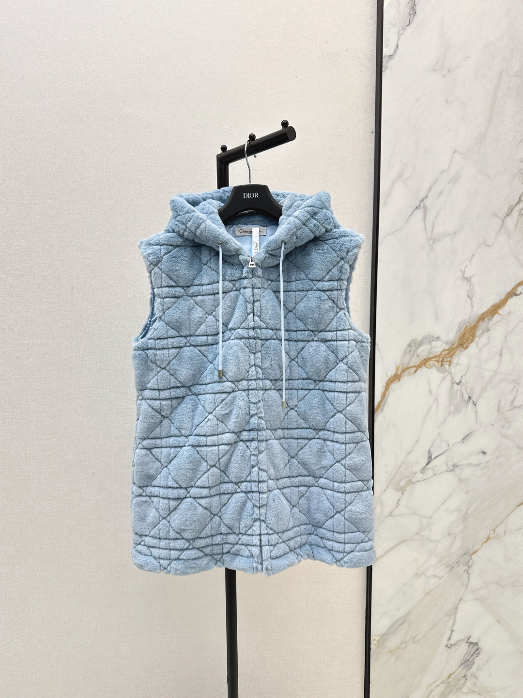 CD 25 Hooded Vest Could Blue Viscose
