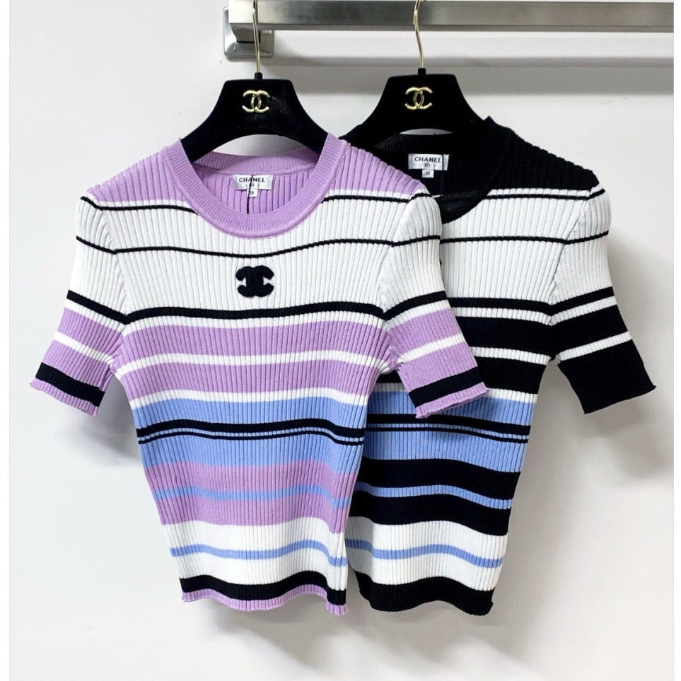 Chanel 2026 Strips Short-Sleeve Shirt Acrylic 278214