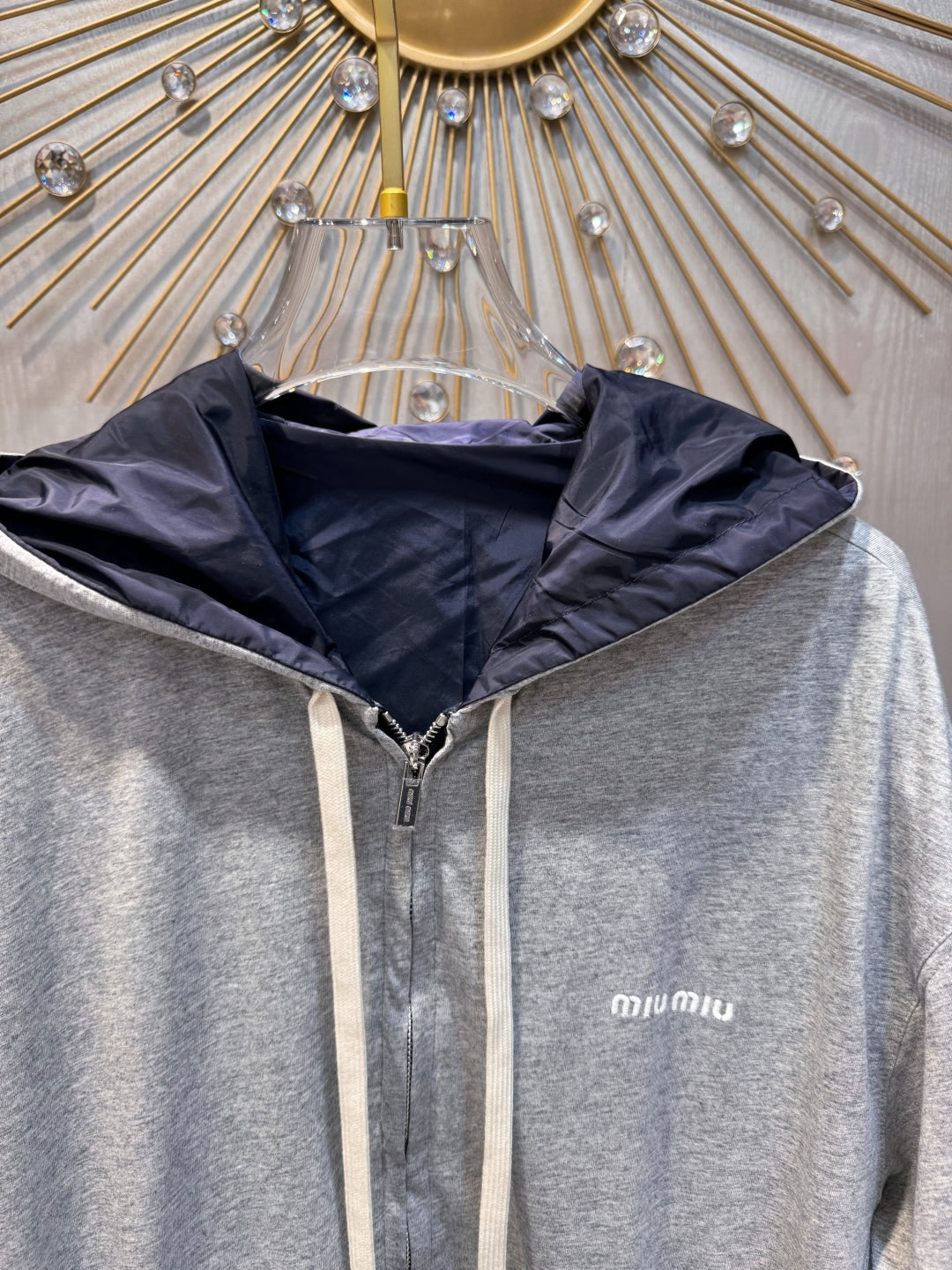 Miu Miu 25 Jacket Navy Blue Gray Cotton