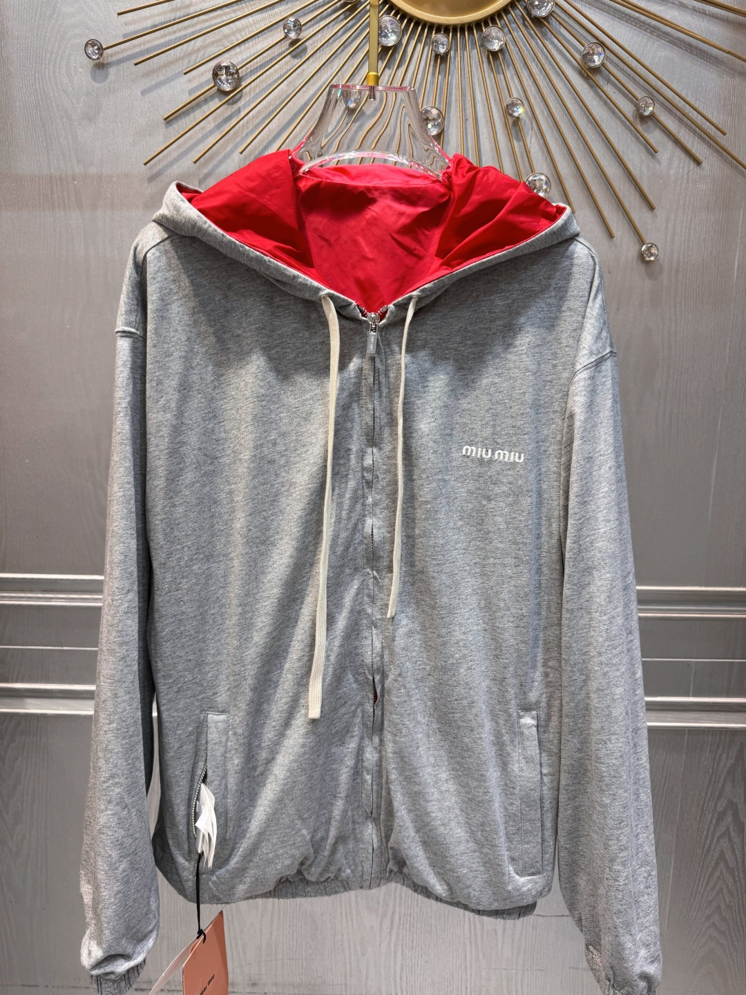 Miu Miu 25 Jacket Red Gray Cotton