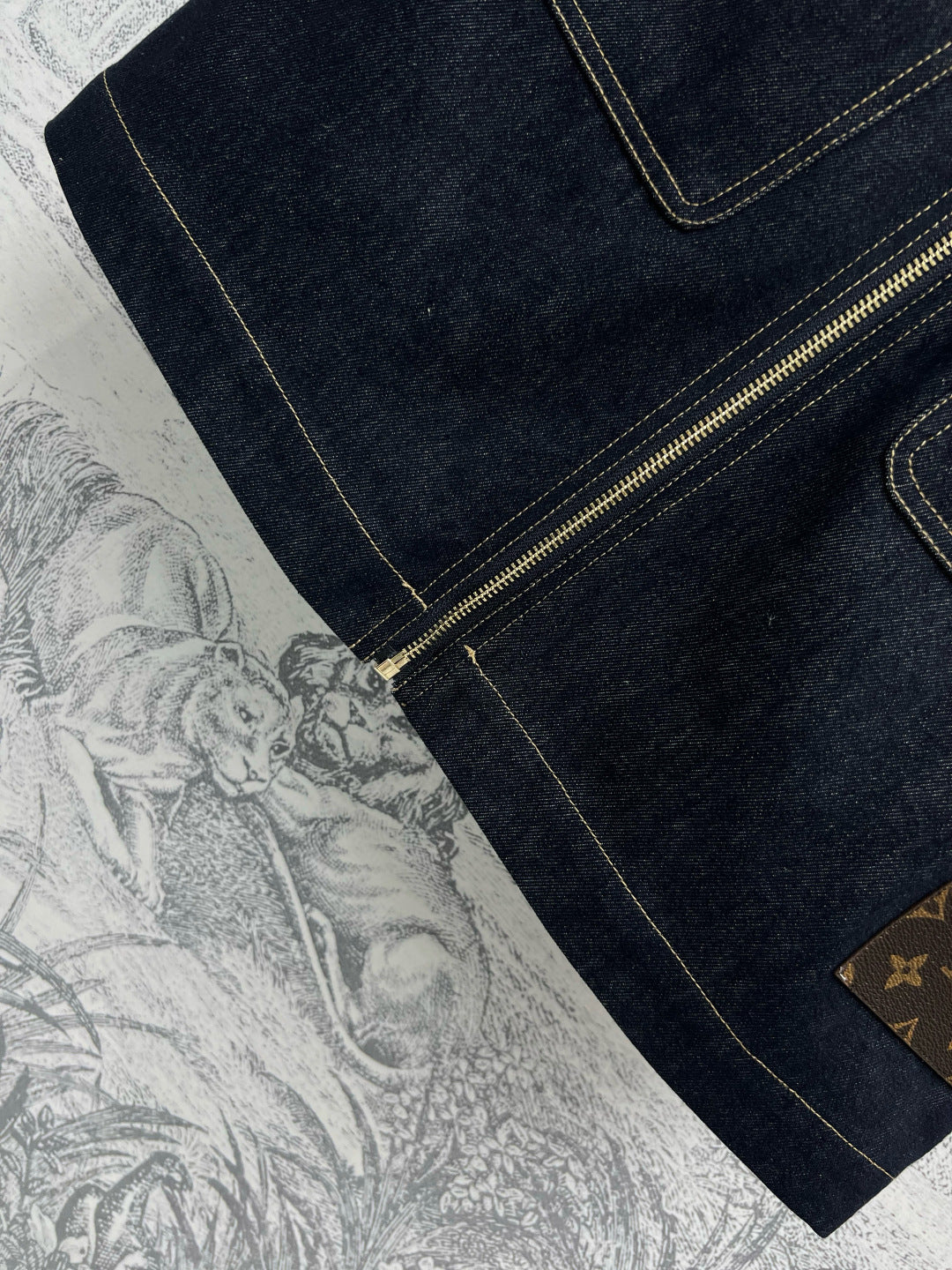 LV 25 Denim Skirt Black Cotton