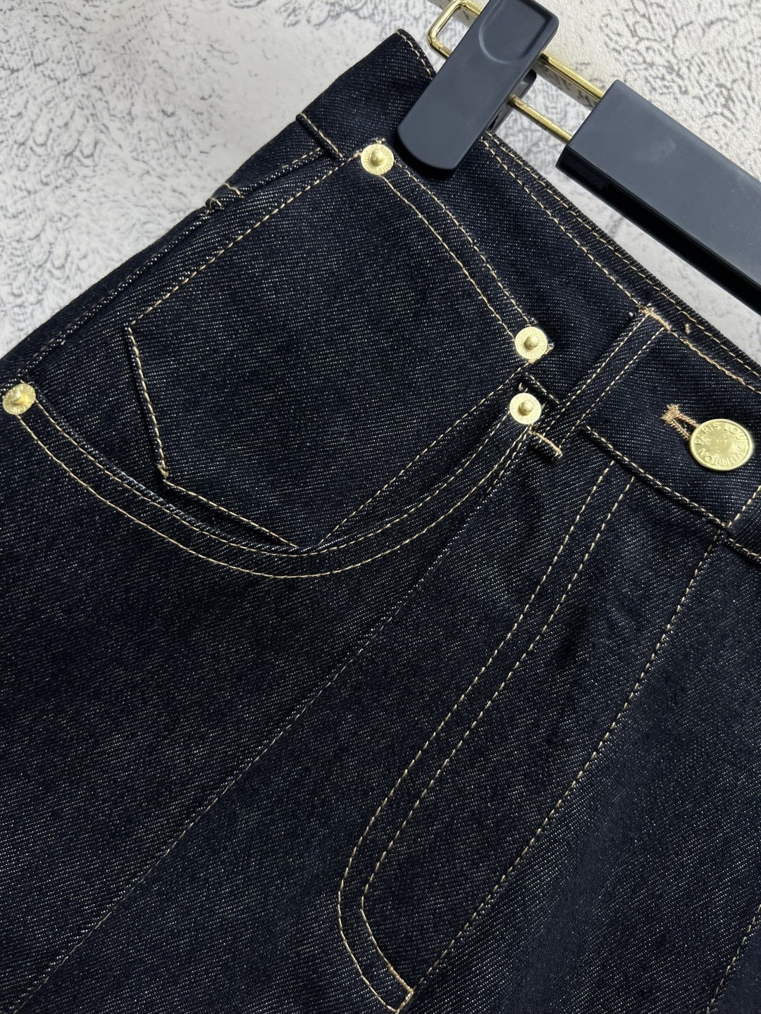 LV 25 Denim Shorts  Black Cotton