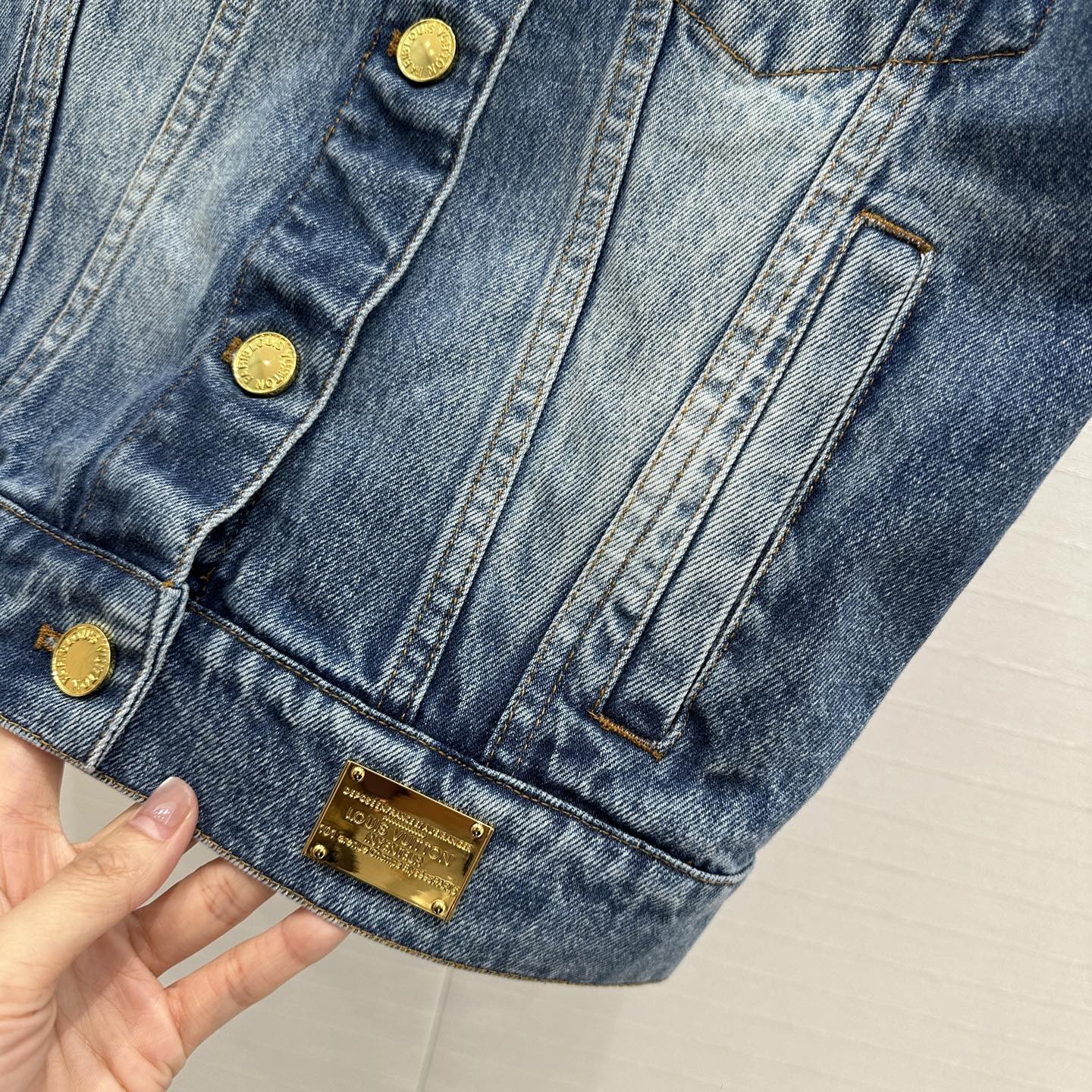 LV 25 Denim Vest Jacket Blue Cotton