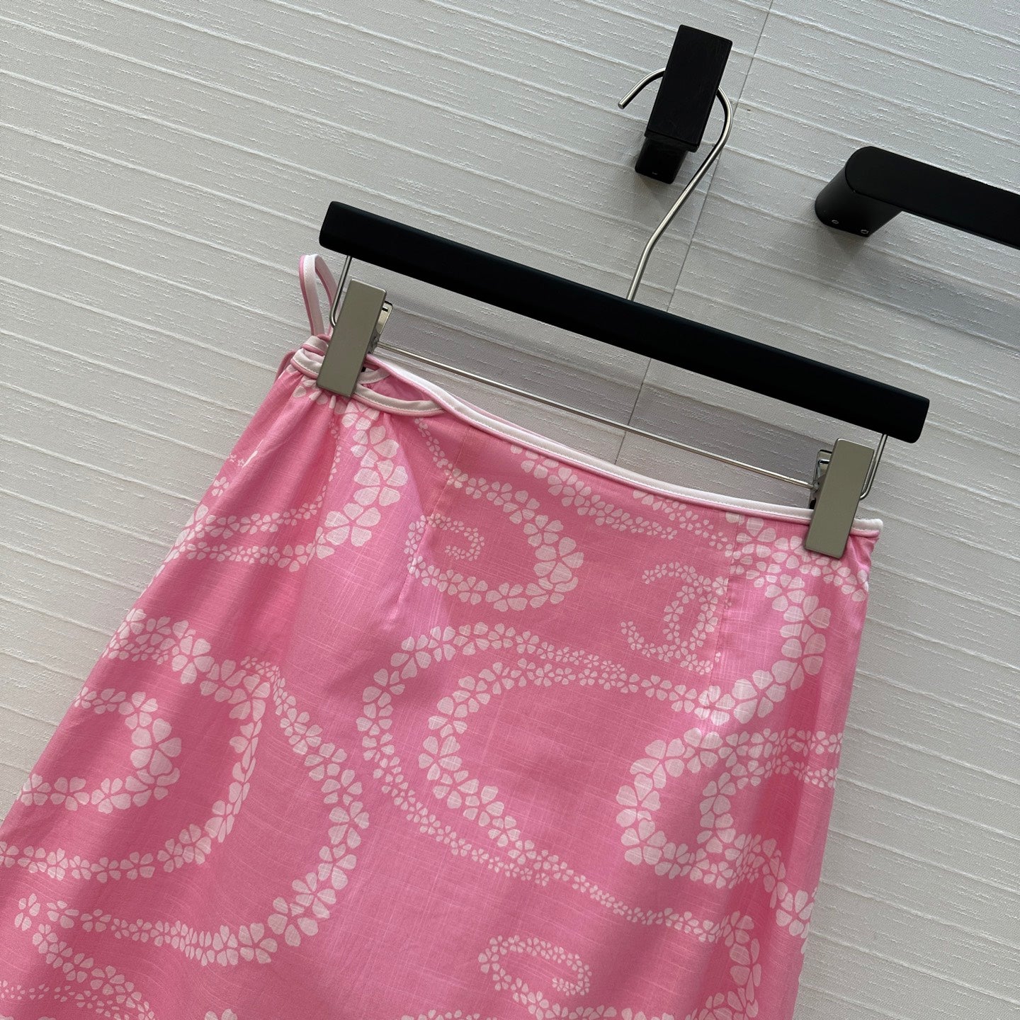 CC 25 Wave Pattern Long Skirt Pink Silk Cotton