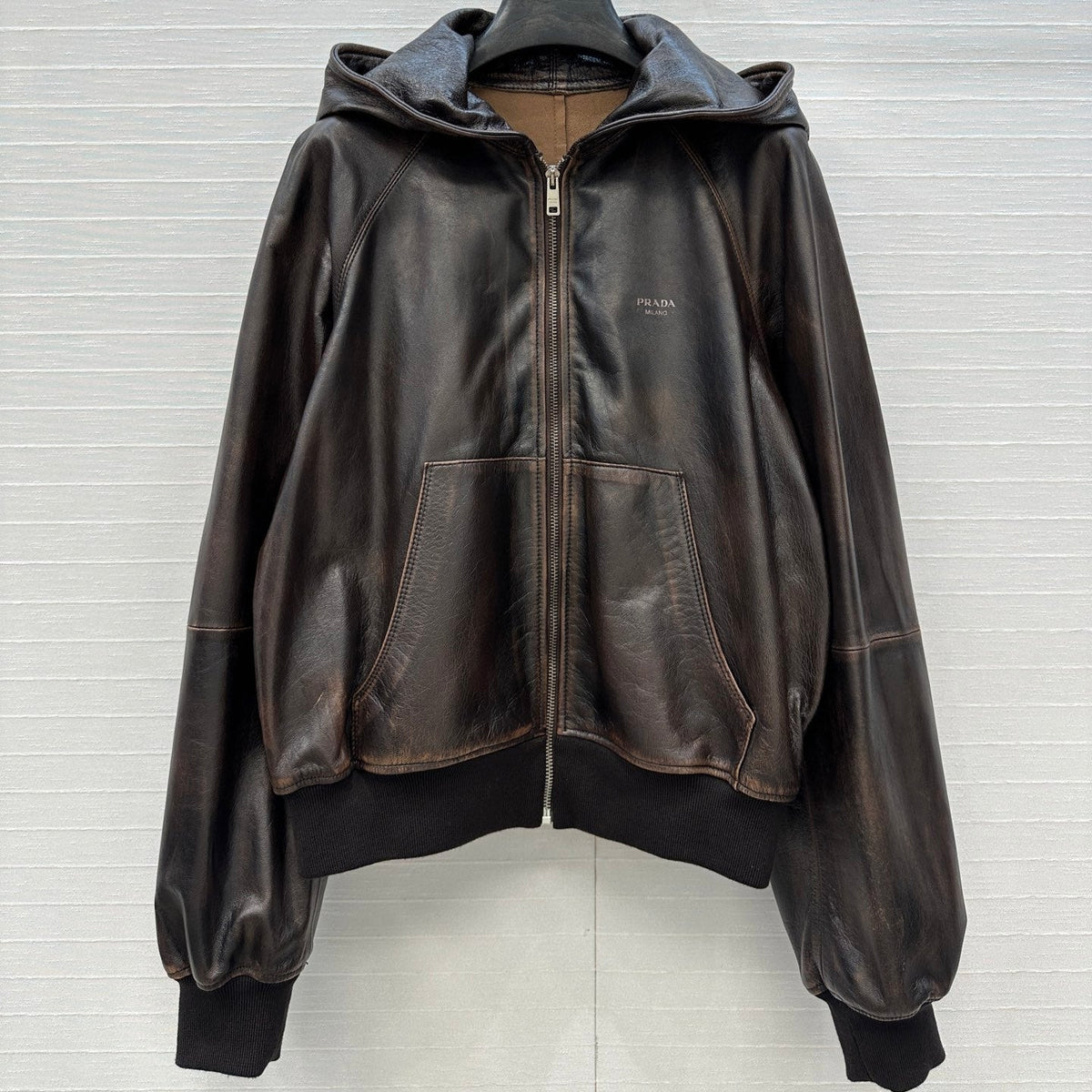 Prada 2025 Leather Jacket Brown Earth