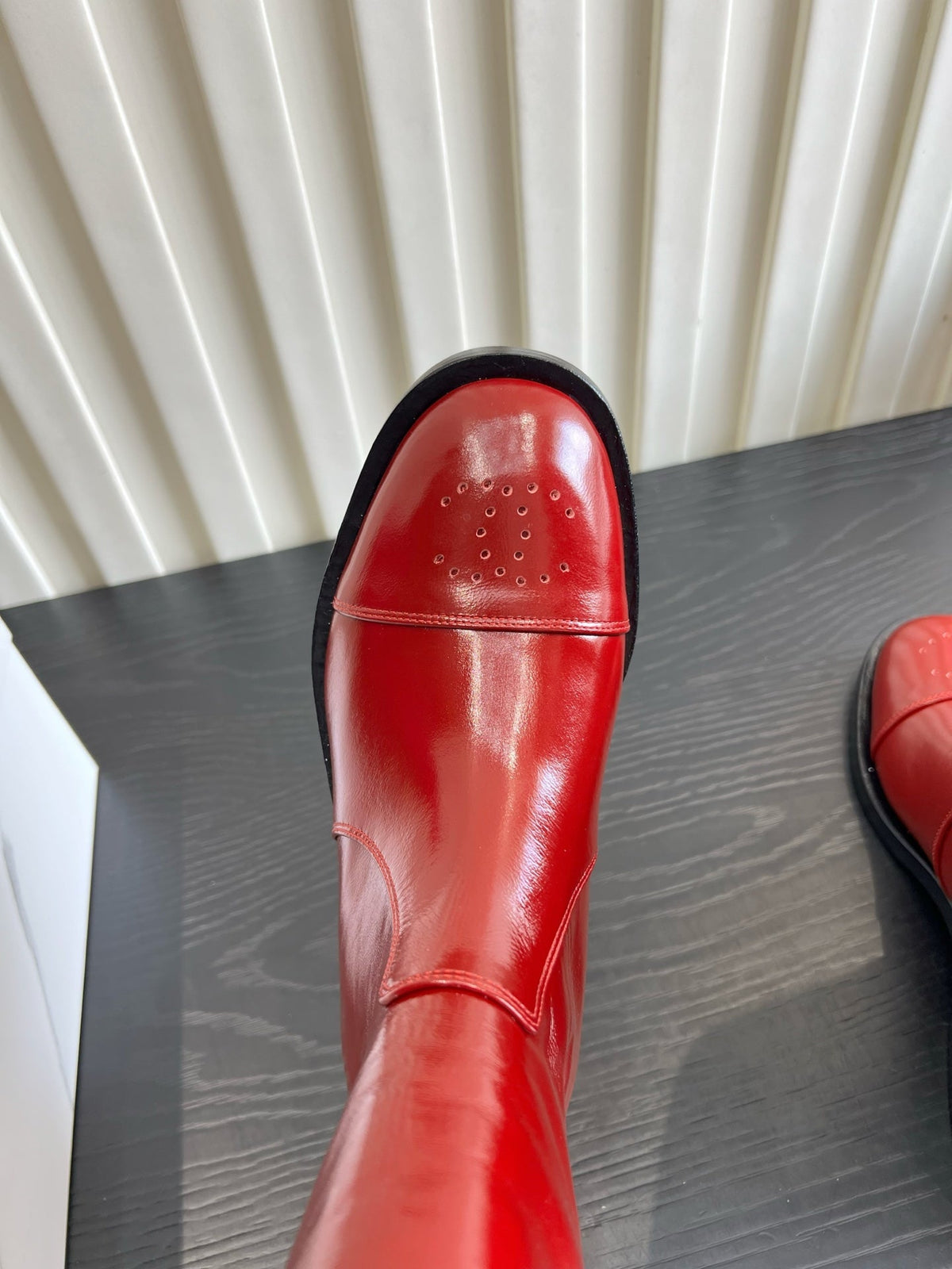 Chanel 2026 Perforated Toe Boots Patent Leather 977237