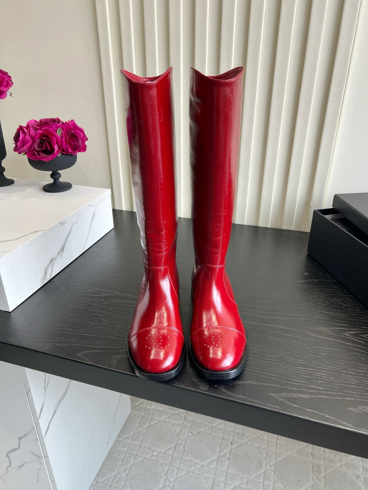 Chanel 2026 Perforated Toe Boots Patent Leather 977237